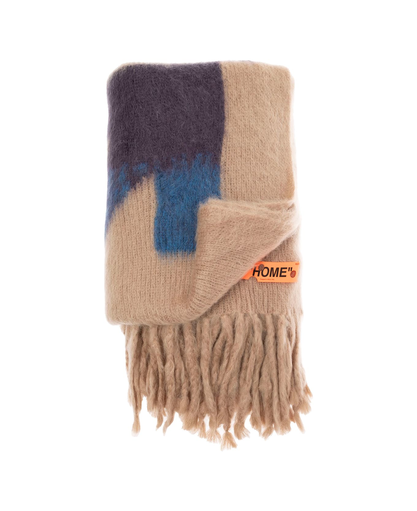 Off-White Beige Mohair Blanket With Arrow Print Off White Home - Beige