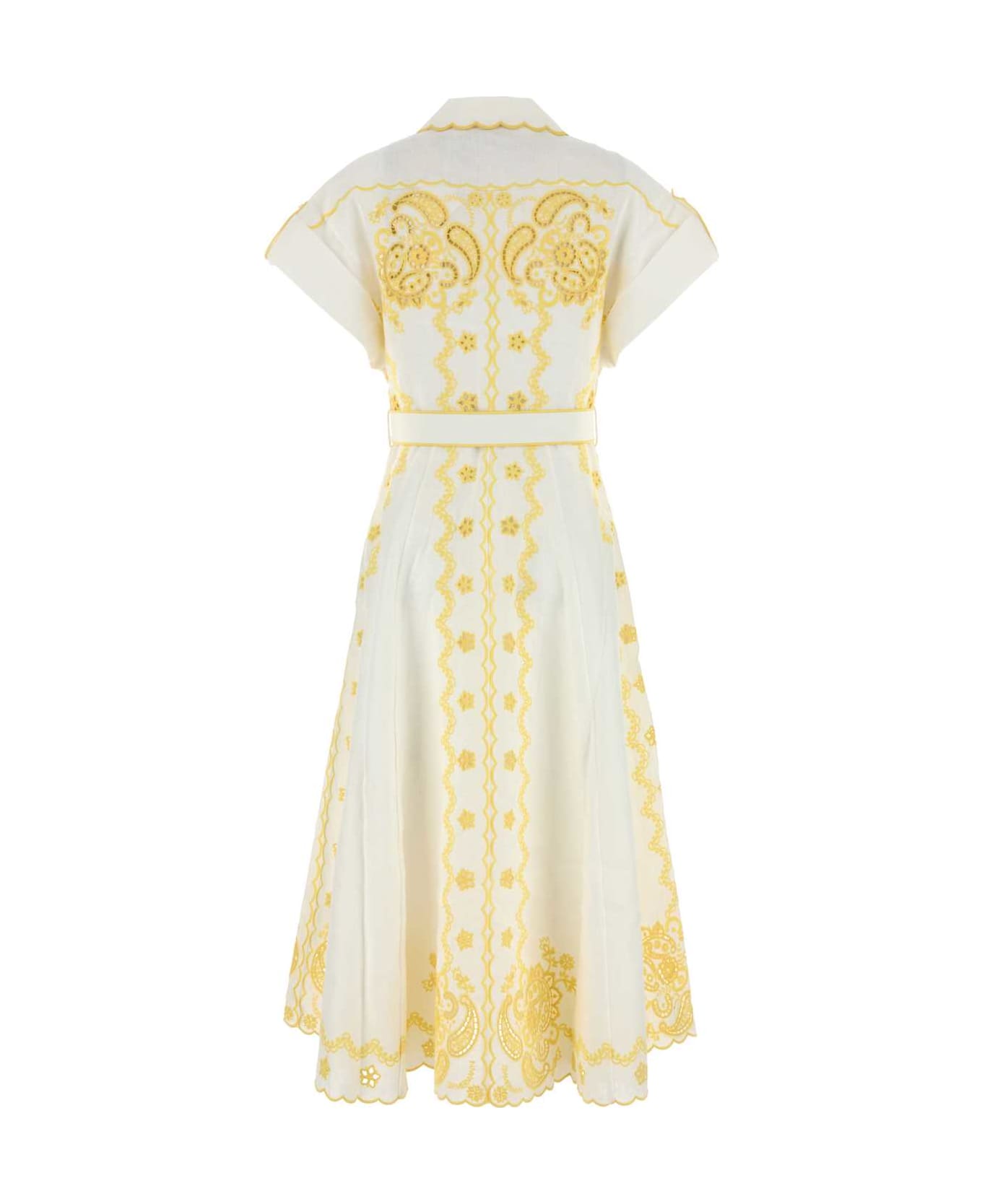 Zimmermann Embroidered Linen Lucky Dress - IVORYLEMON