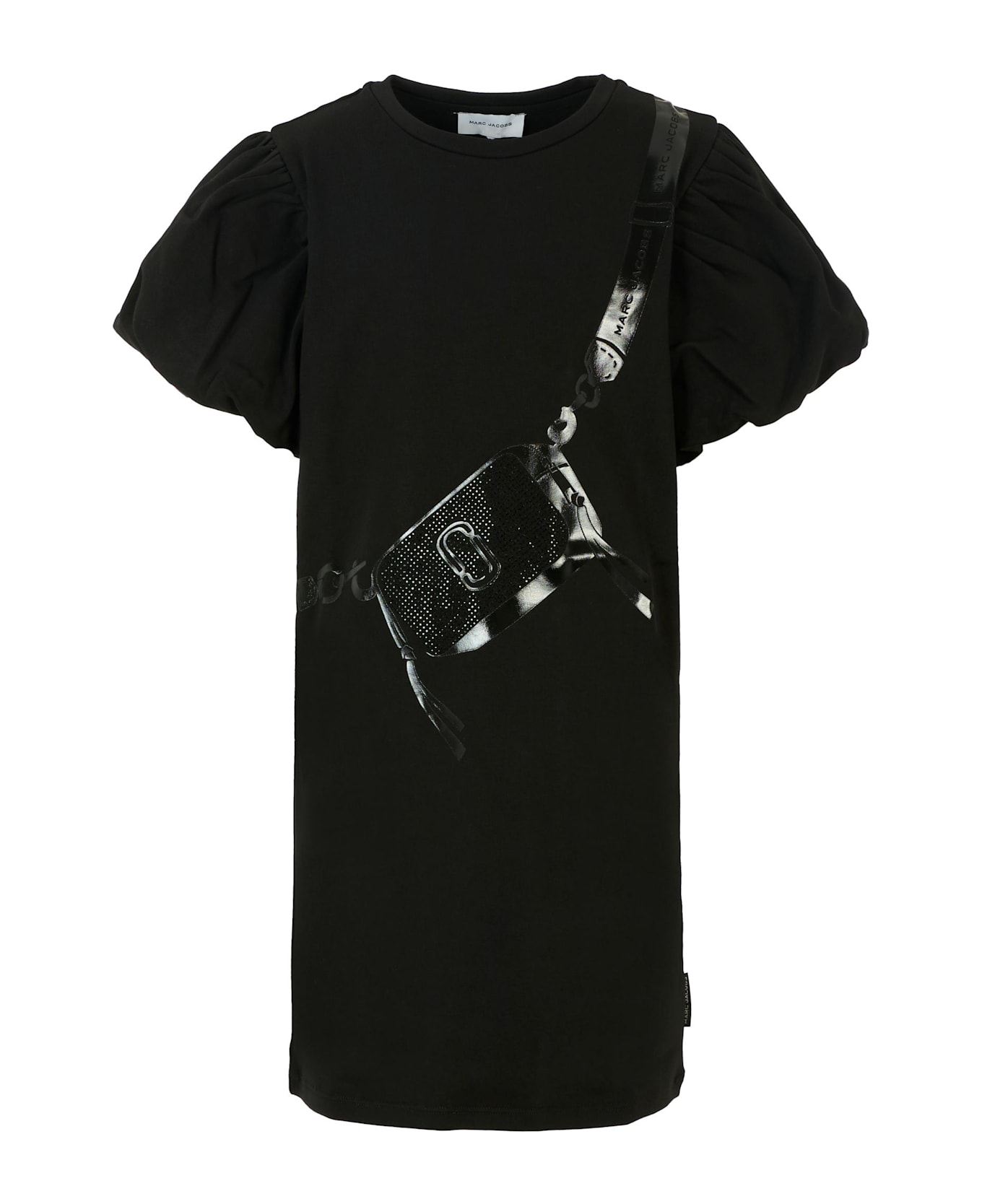 Marc Jacobs Black Dress For Girl With Bag Print - Black