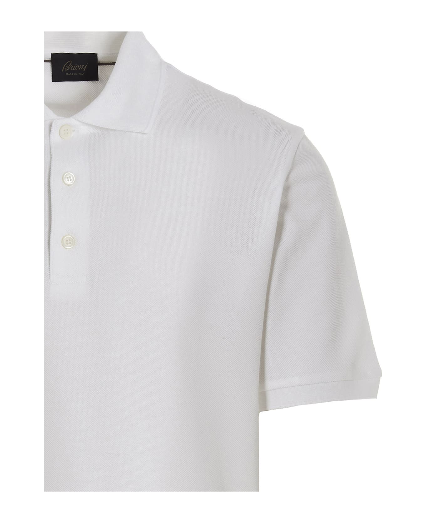 Brioni Embroidered Logo Polo Shirt - White