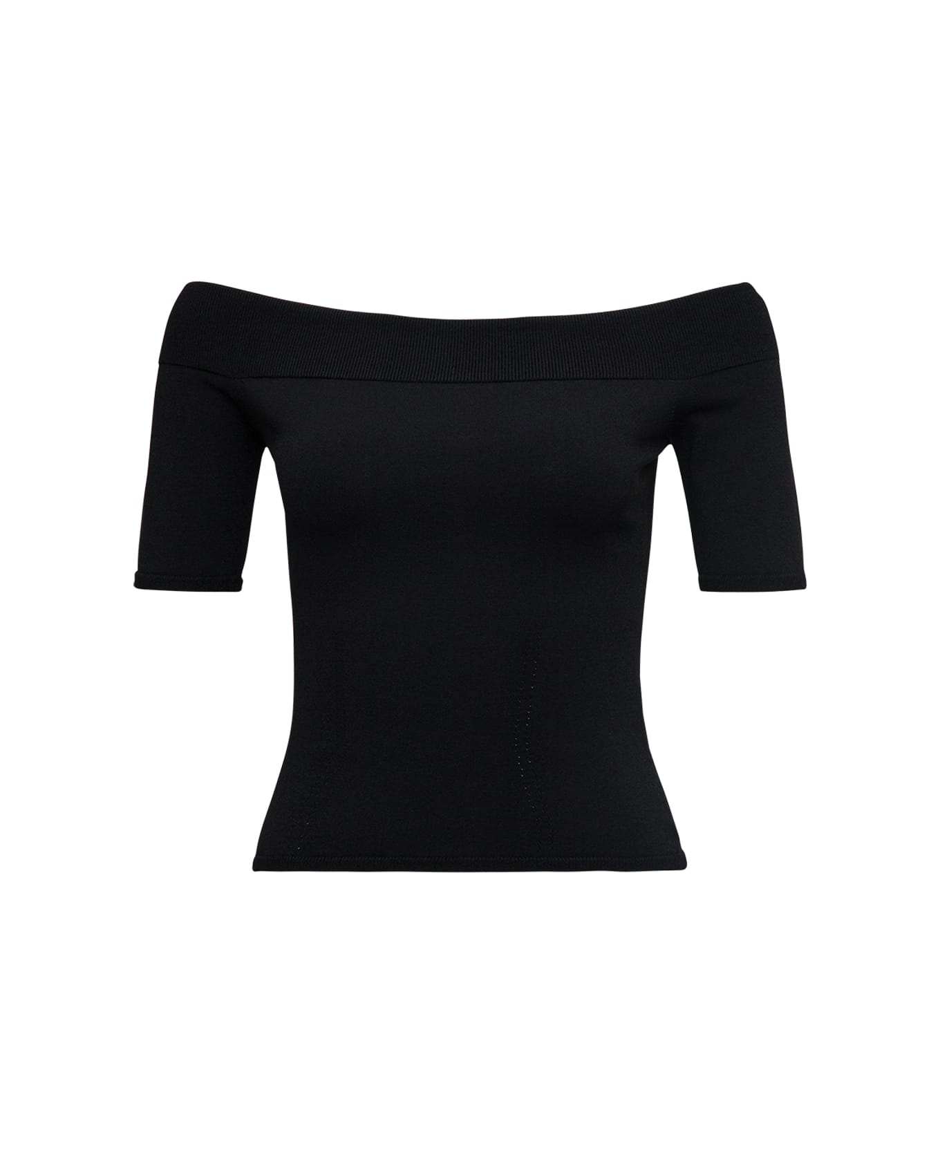 Alexander McQueen Knitted Top With Off Shoulders - Black