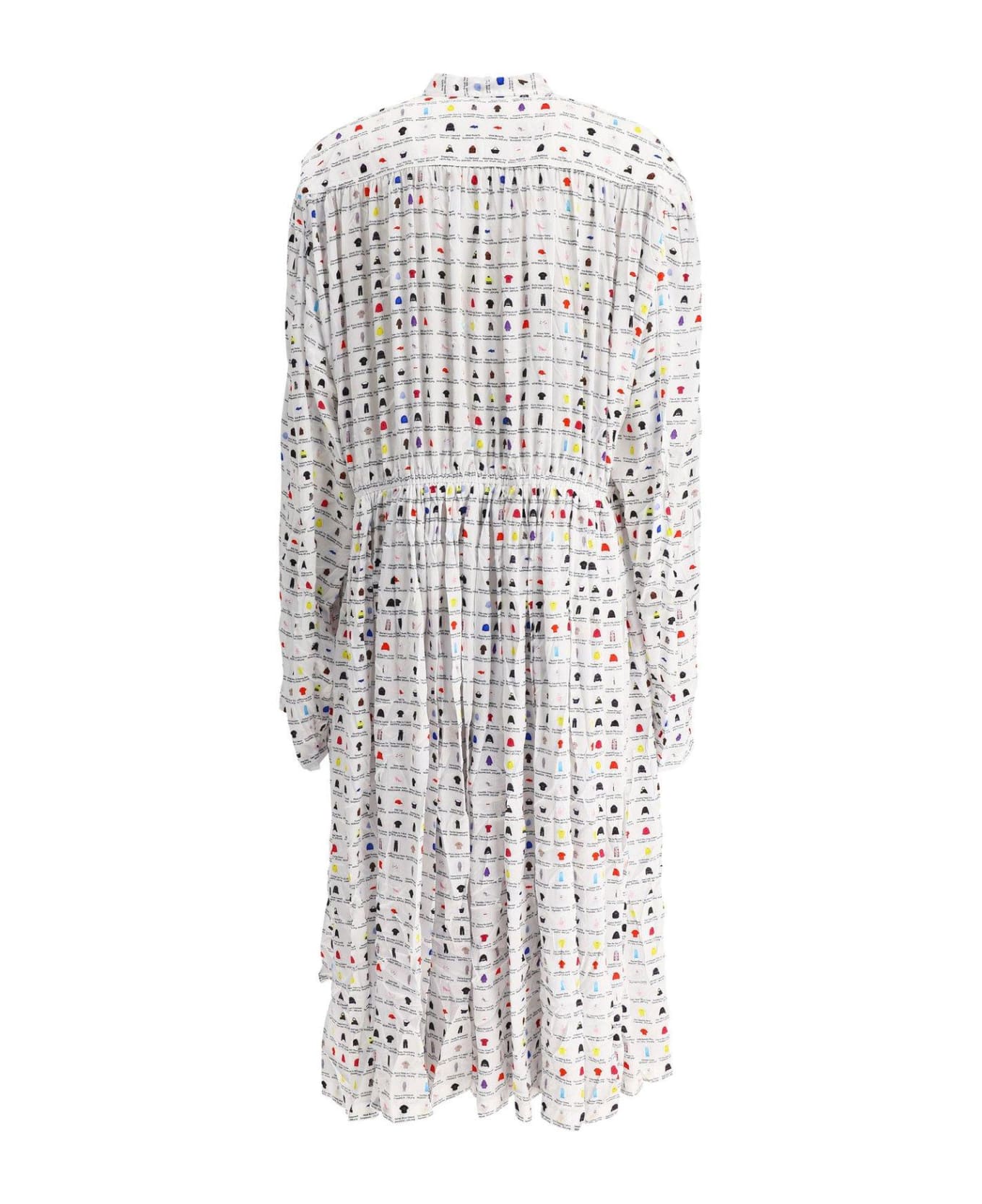 Balenciaga Graphic Printed Oversized Midi Dress - WHITE
