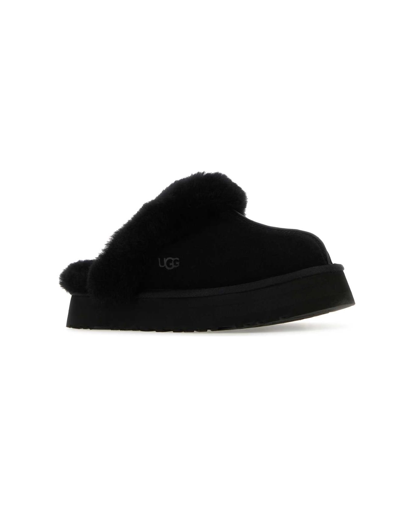UGG Black Suede Disquette Slippers - Black
