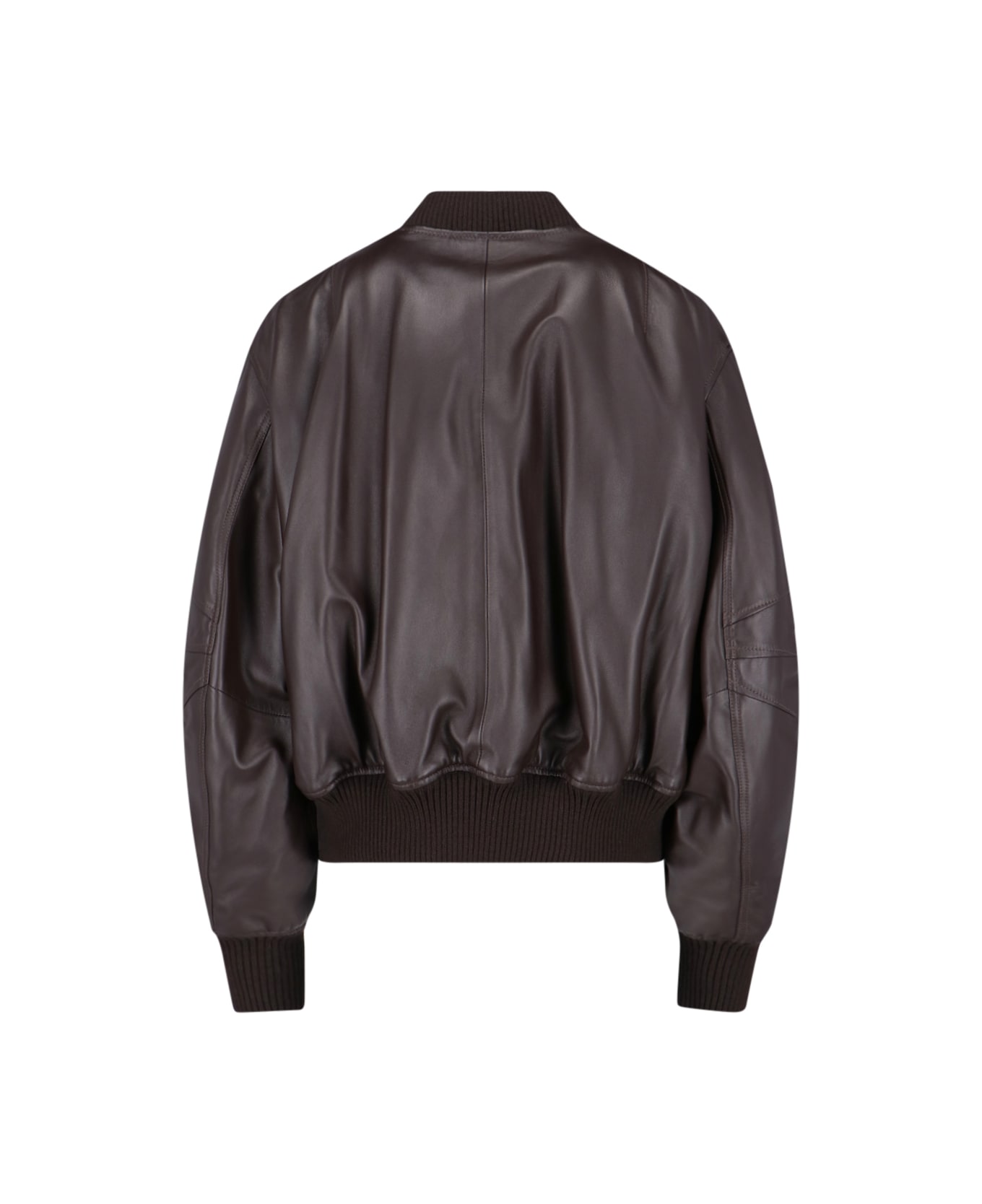 The Attico Brown Leather Jacket - DARK BROWN