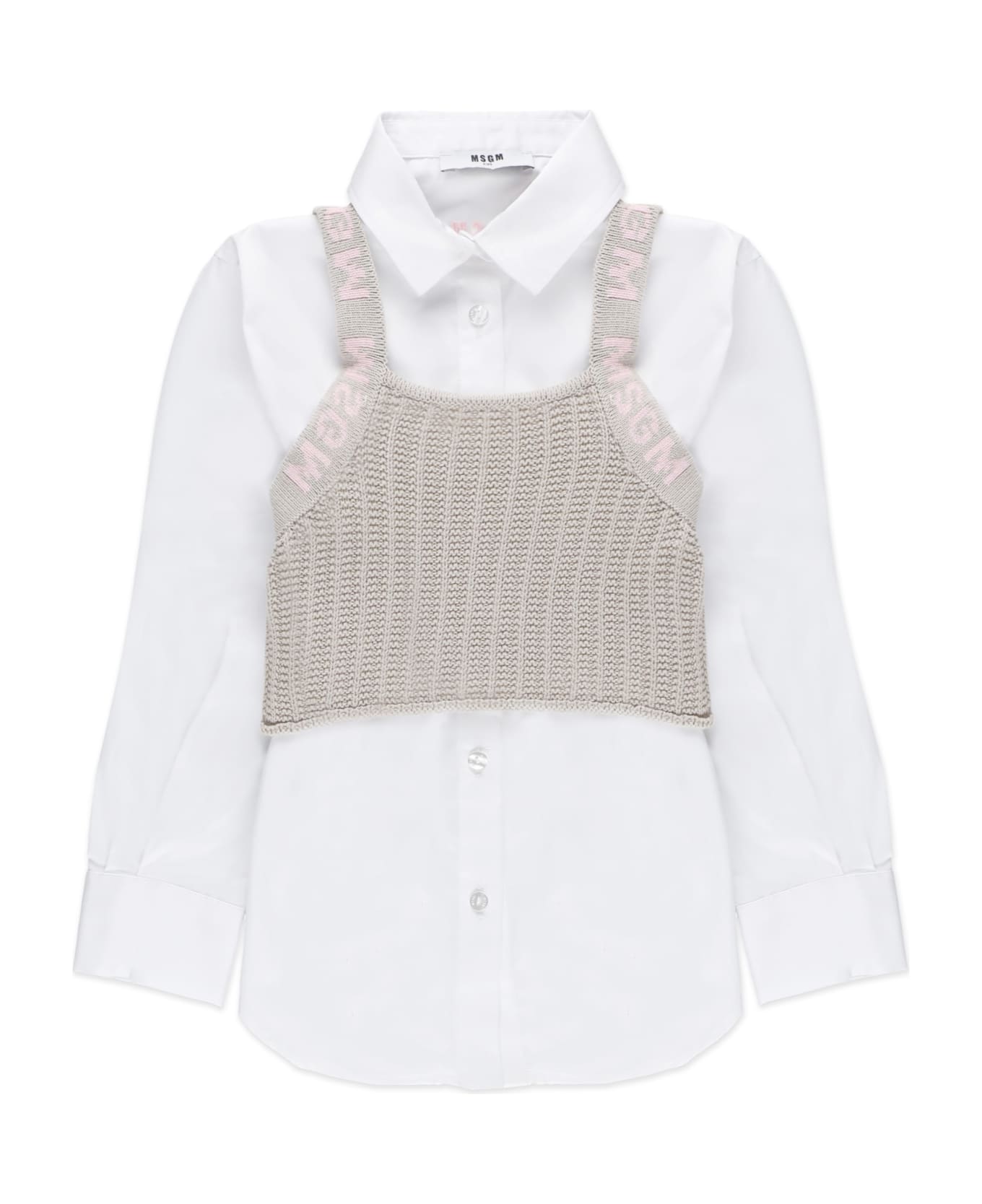 MSGM Cotton Shirt With Top - White