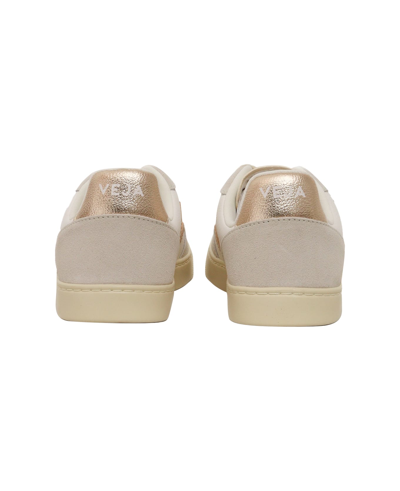 Veja Small V-10 Laces Chromefree Leather Extra-white_platine_natural Sneakers - WHITE