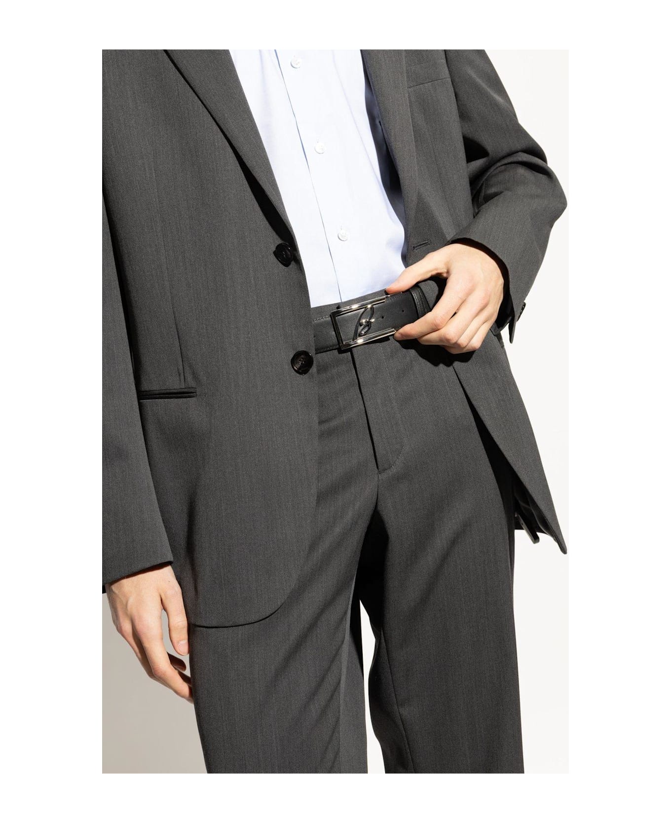 Brioni Signature Buckle Dress Belt - BLACK