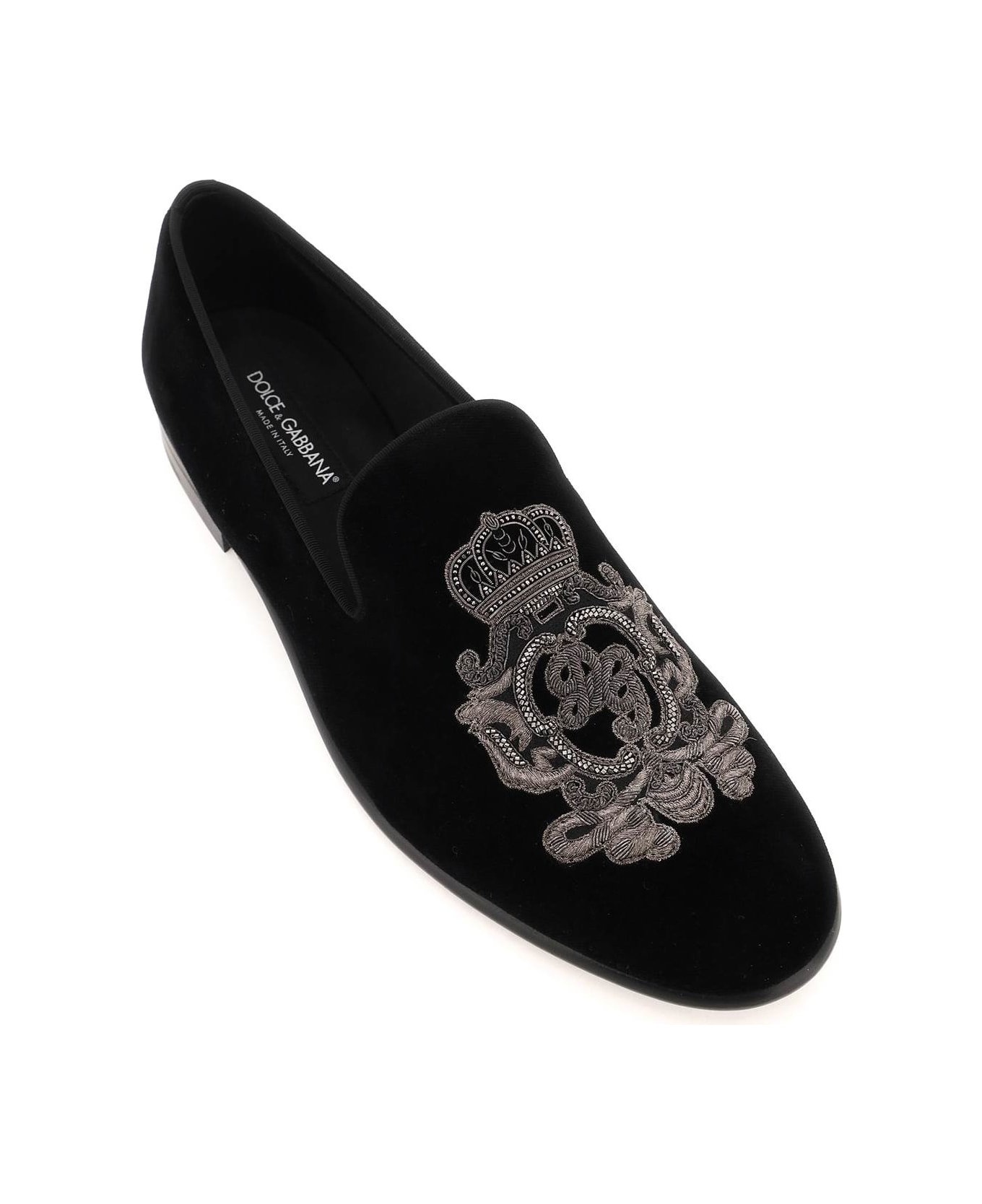 Dolce & Gabbana Velvet Loafers - Black ローファー＆デッキシューズ