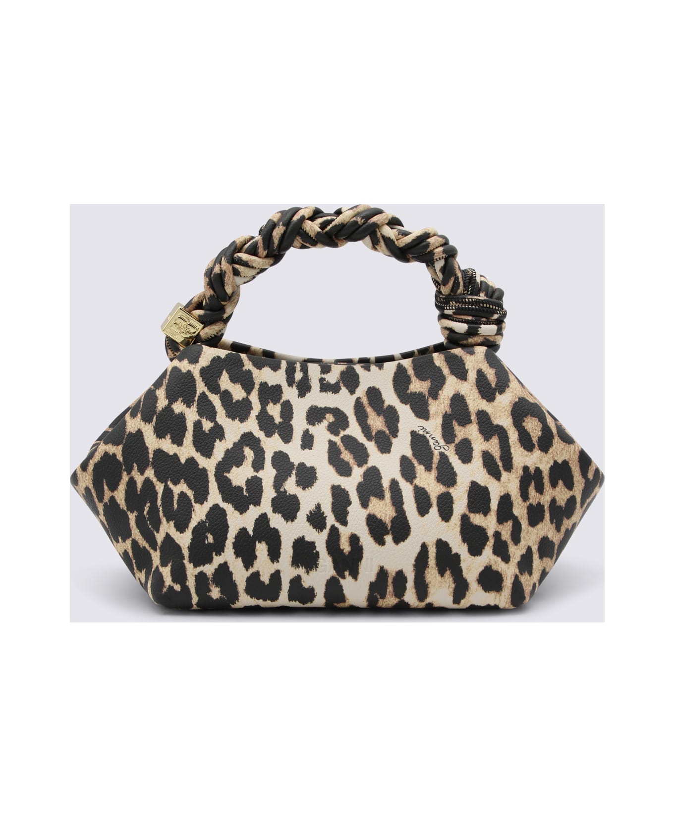 Ganni Leopard Top Handle Bag - ALMOND MILK