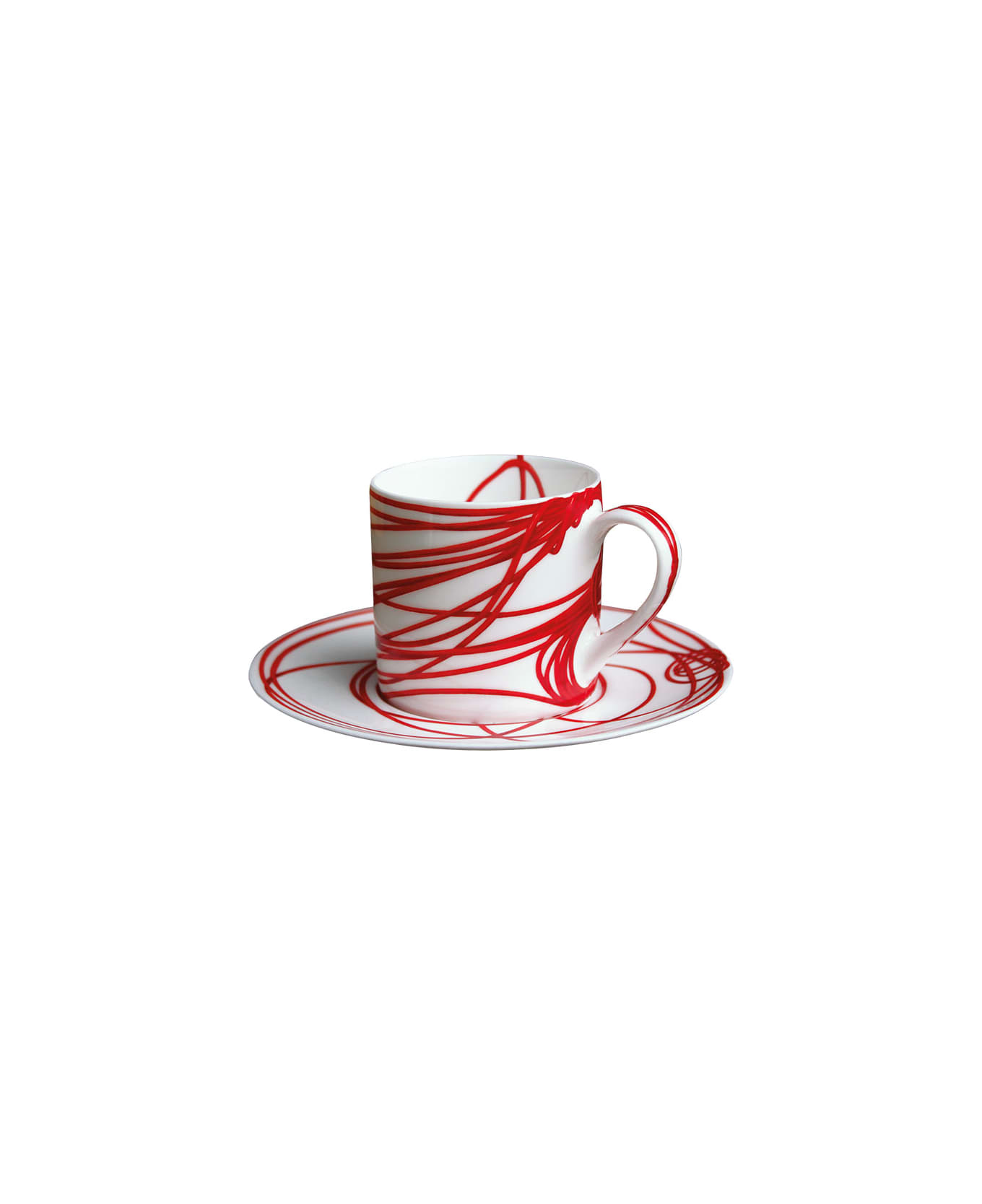 Taitù Set of 2 Espresso Cups & Saucers - Fil Rouge Nodi Collection - Red