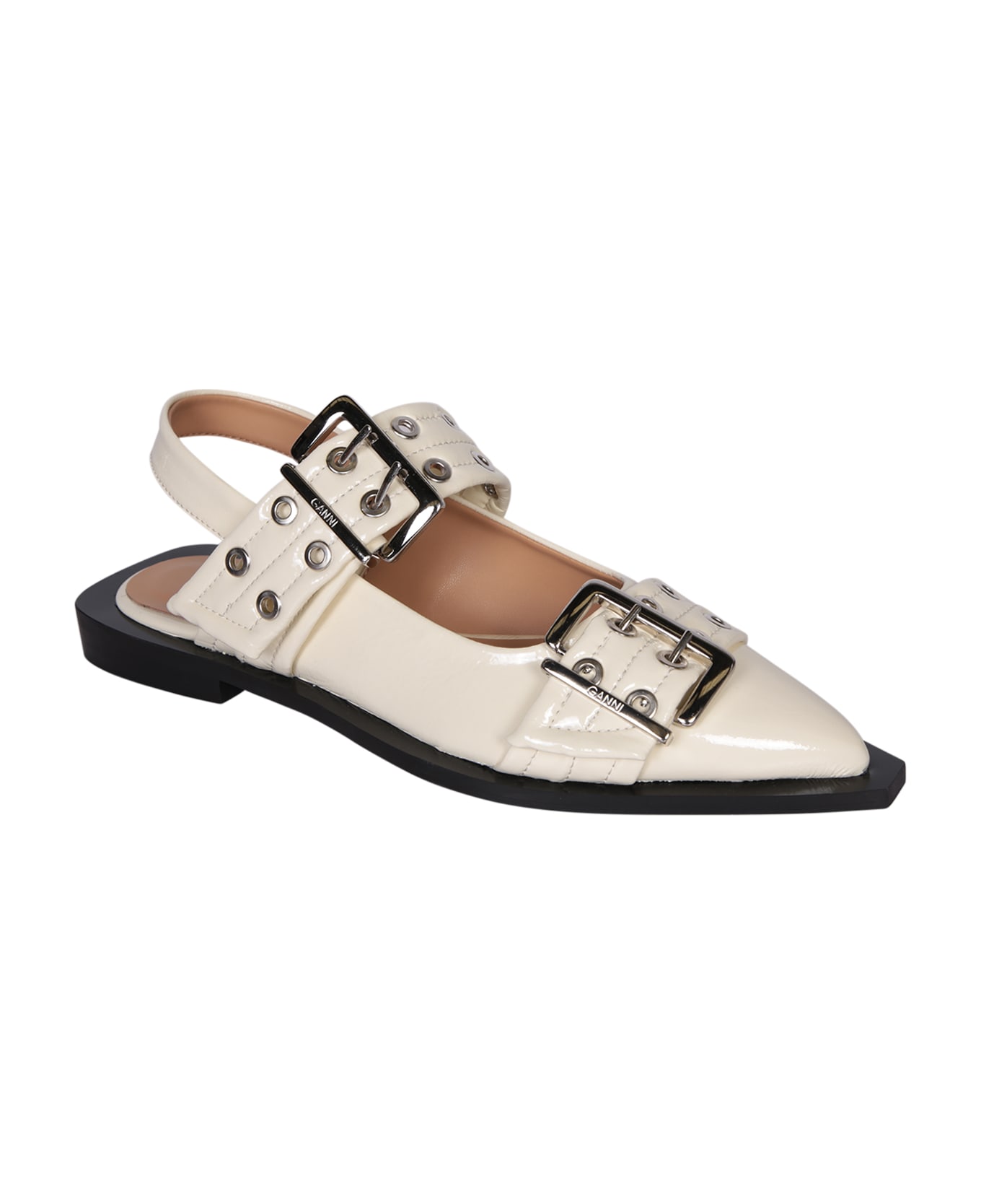 Ganni Ballet Flats In Beige Polyuretan - beige