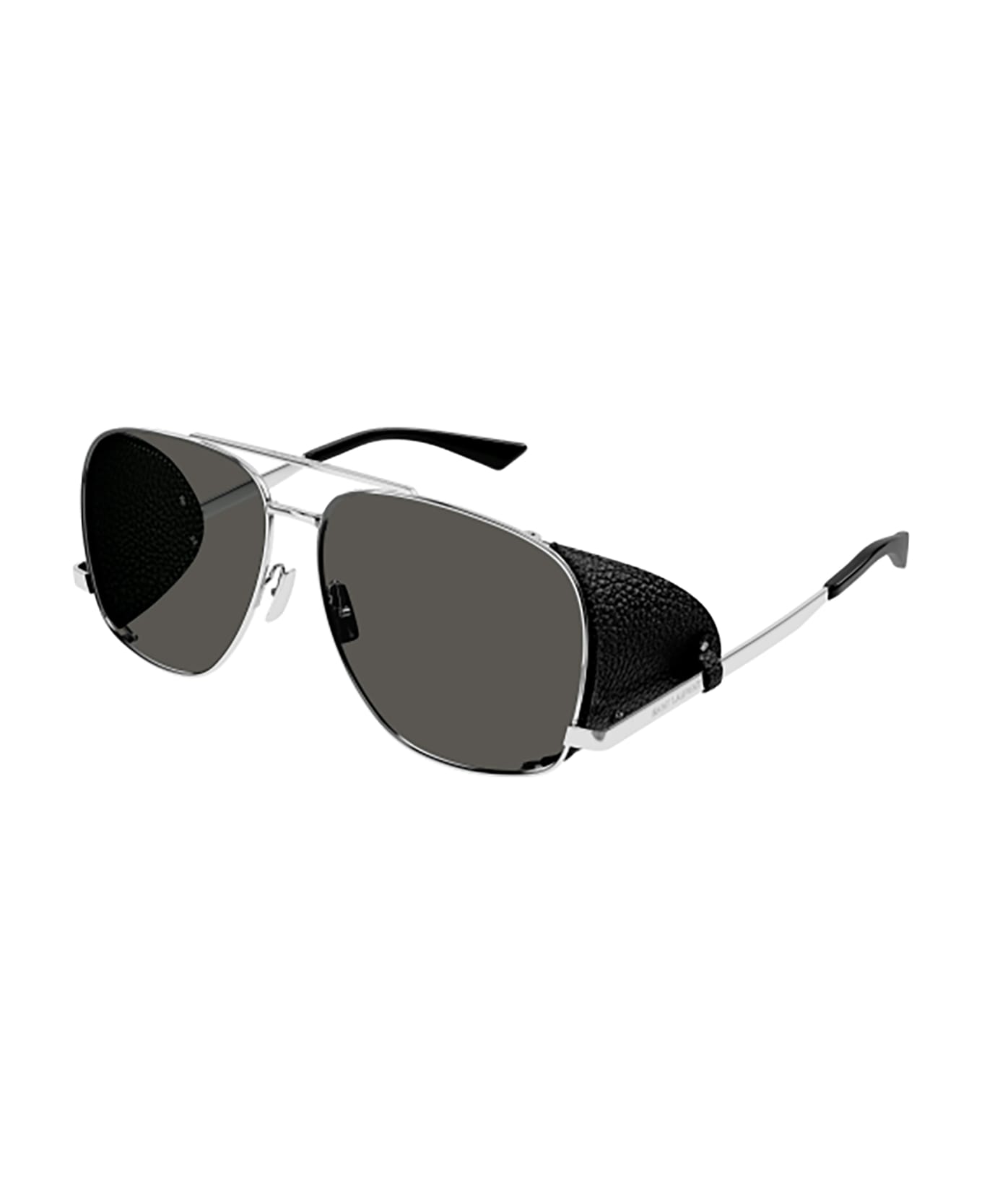 Saint Laurent Eyewear SL 653 LEON LEATHER SPOILER Sunglasses - Silver Silver Grey