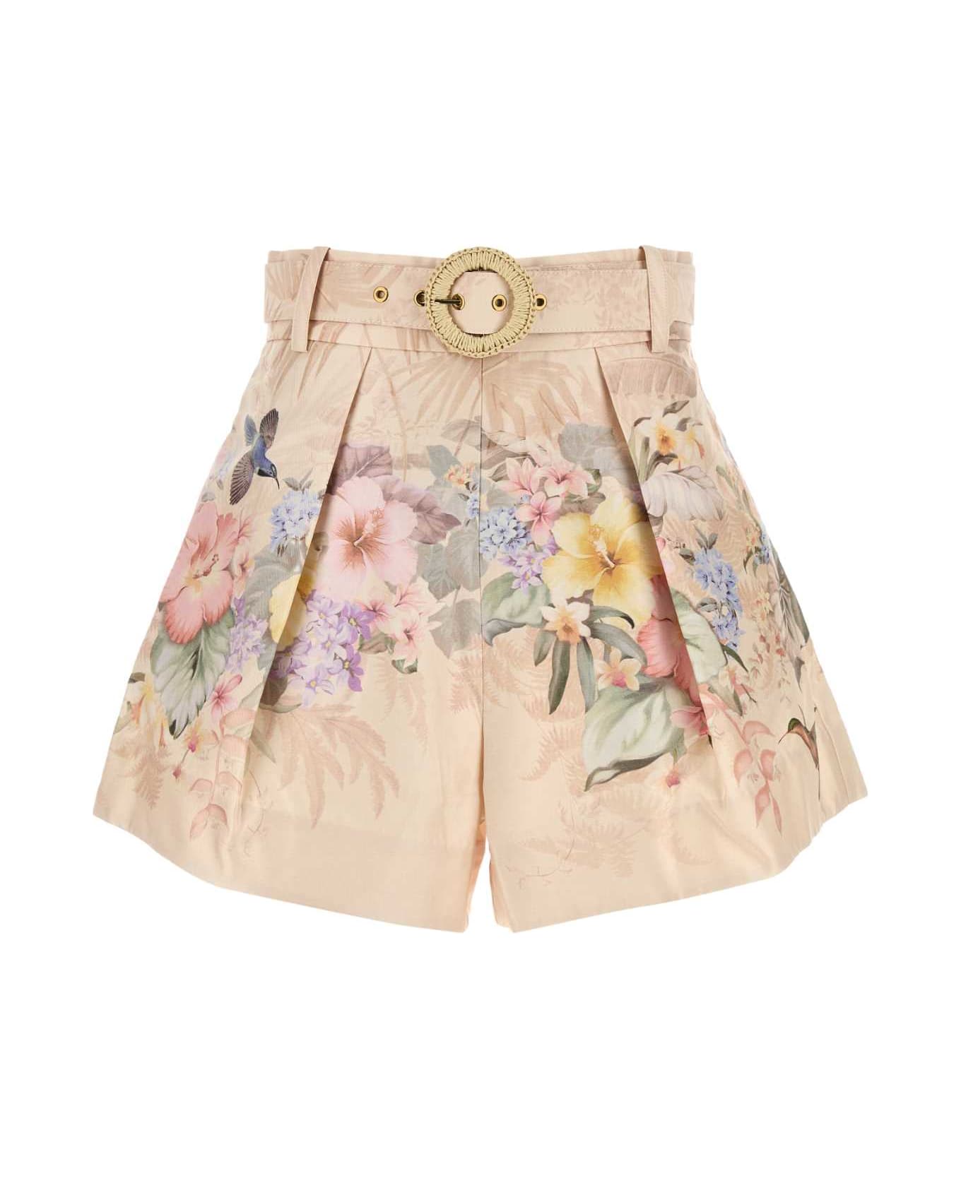 Zimmermann Printed Silk Blend Illuminate Shorts - IVORYTROPICAL