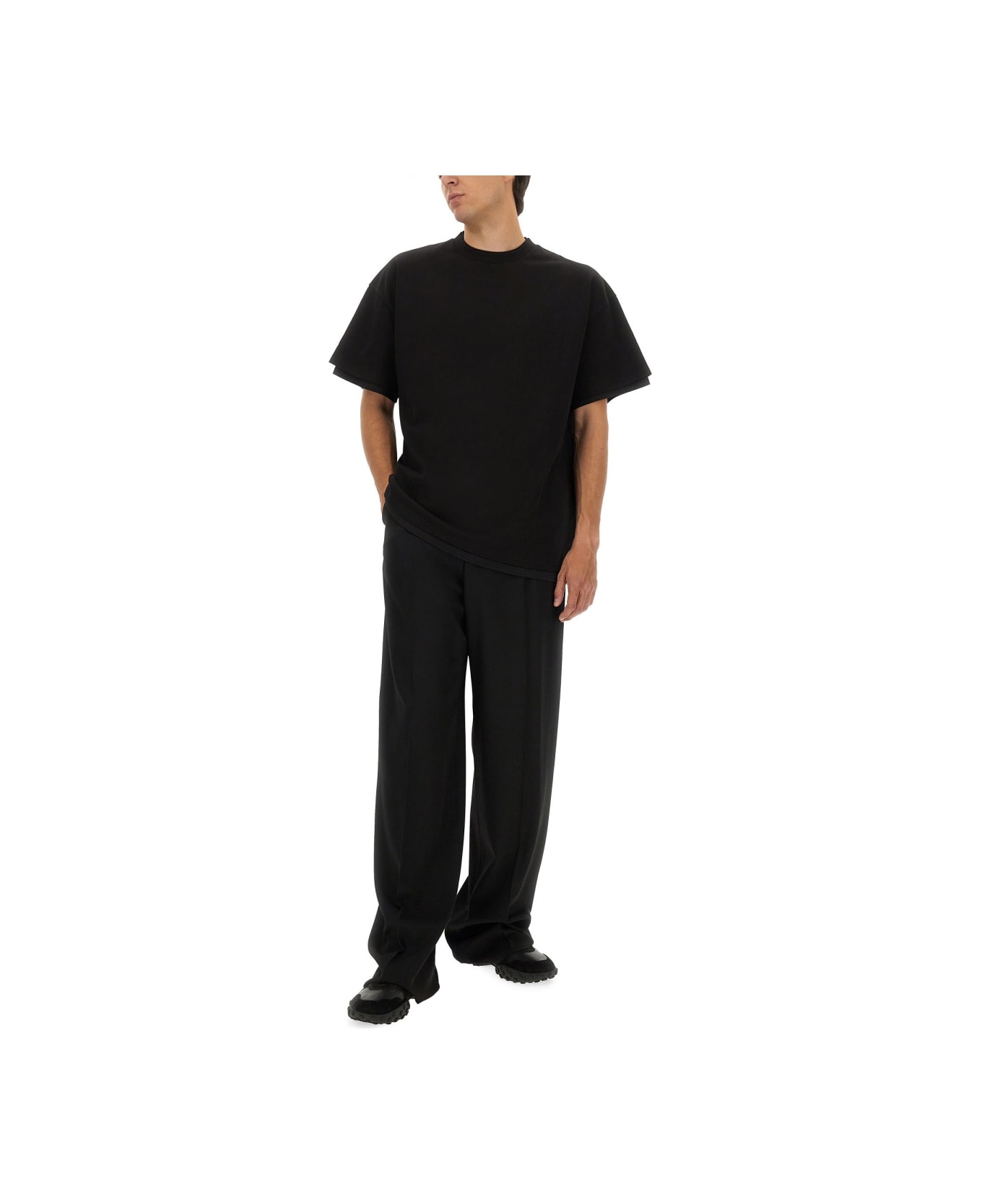 Jil Sander Double Layer Cotton T-shirt - BLACK
