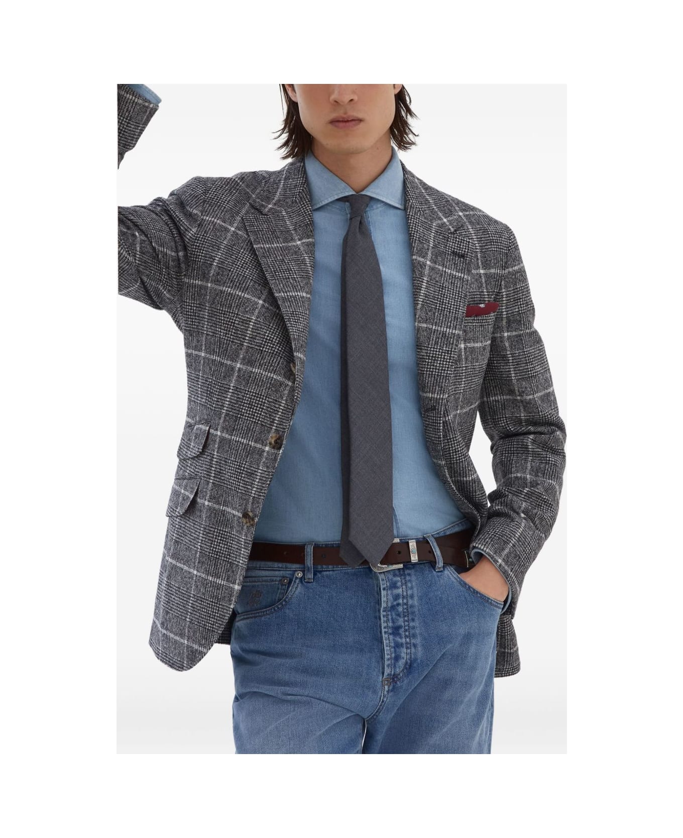 Brunello Cucinelli Wool Deconstructed Jacket - Blue