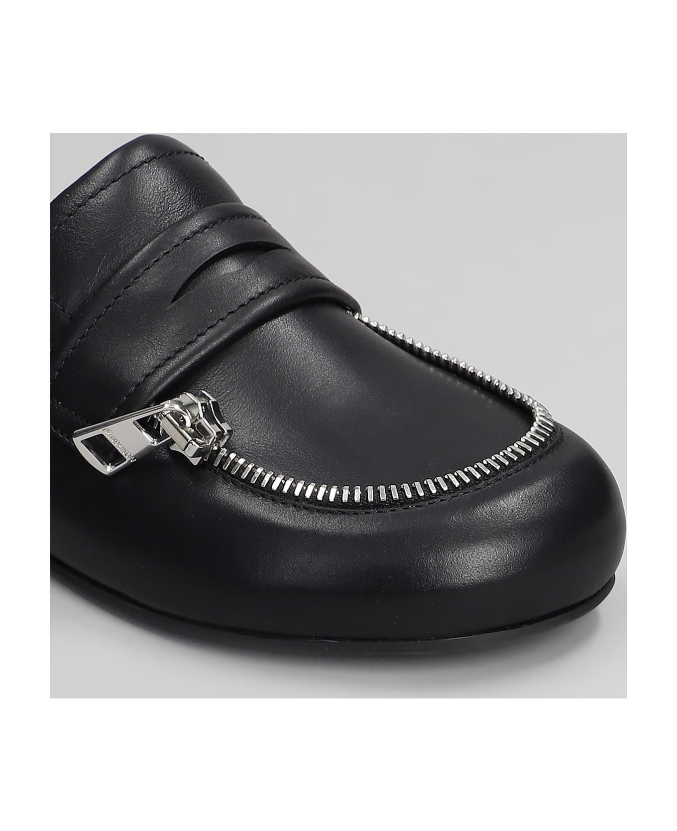 J.W. Anderson Biker Loafer Slipper-mule In Black Leather - black