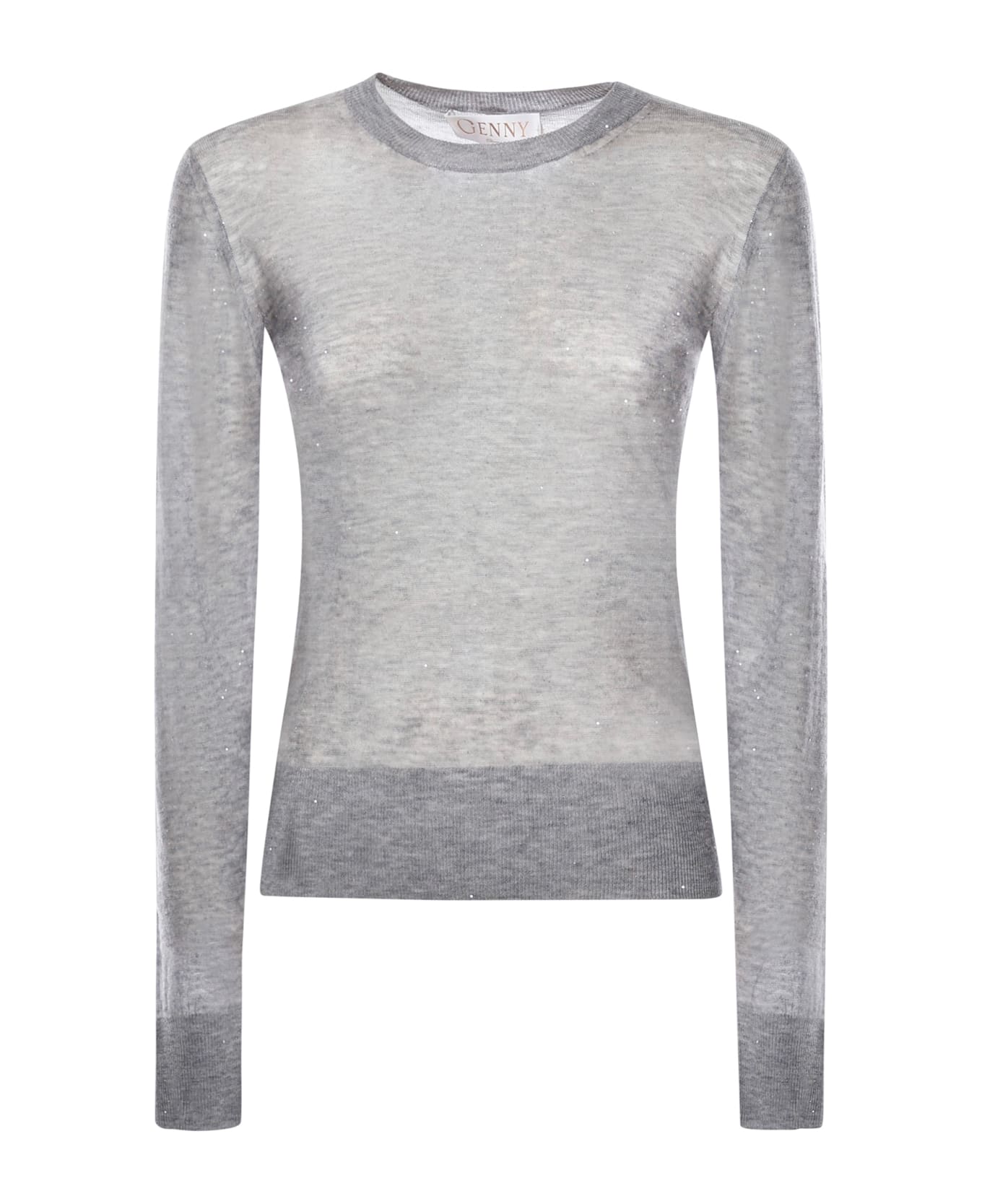 Genny Ultrafine Wool Sweater With Sequins - Light gray