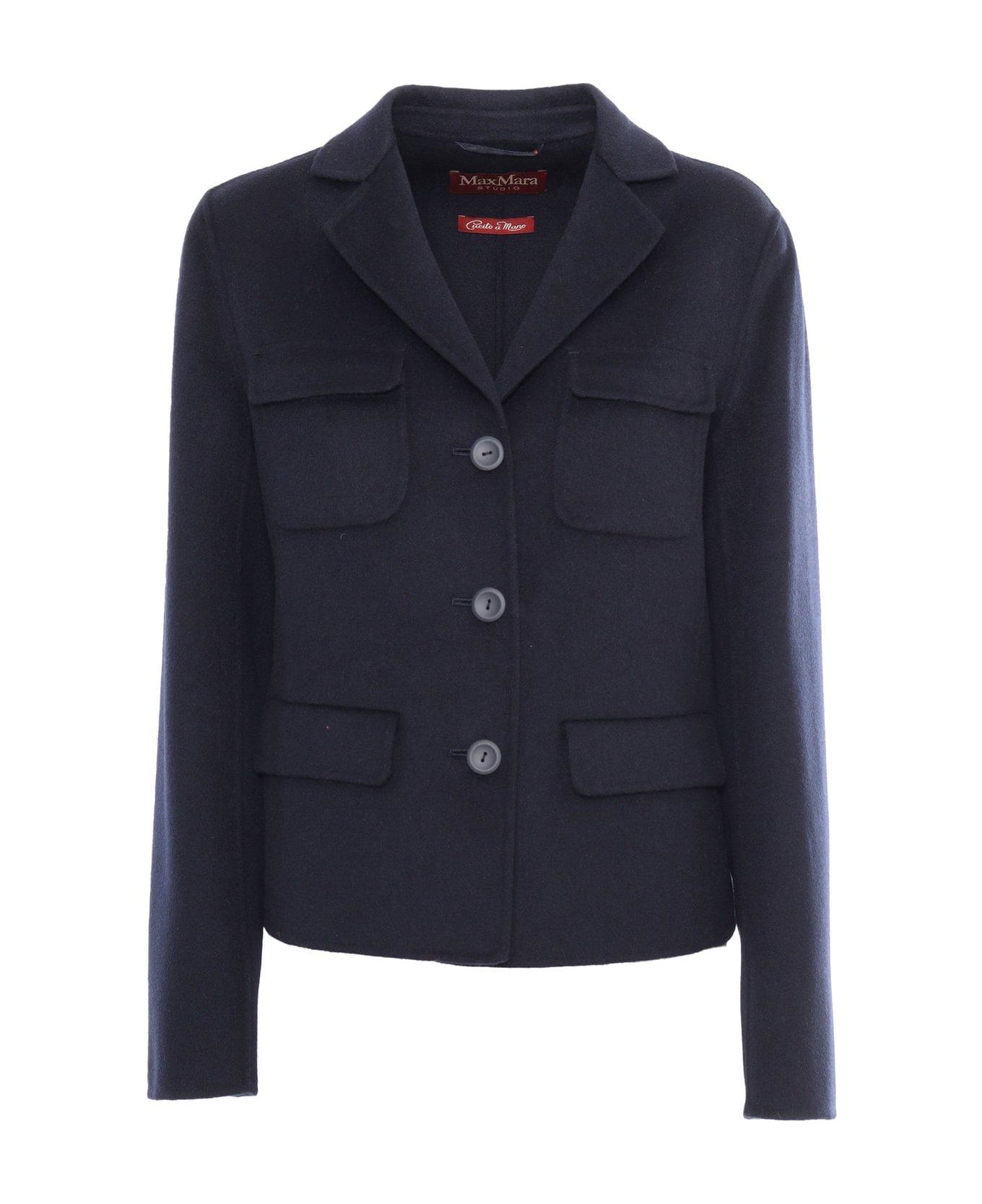 Max Mara Studio Buttoned Long-sleeved Jacket - BLUE