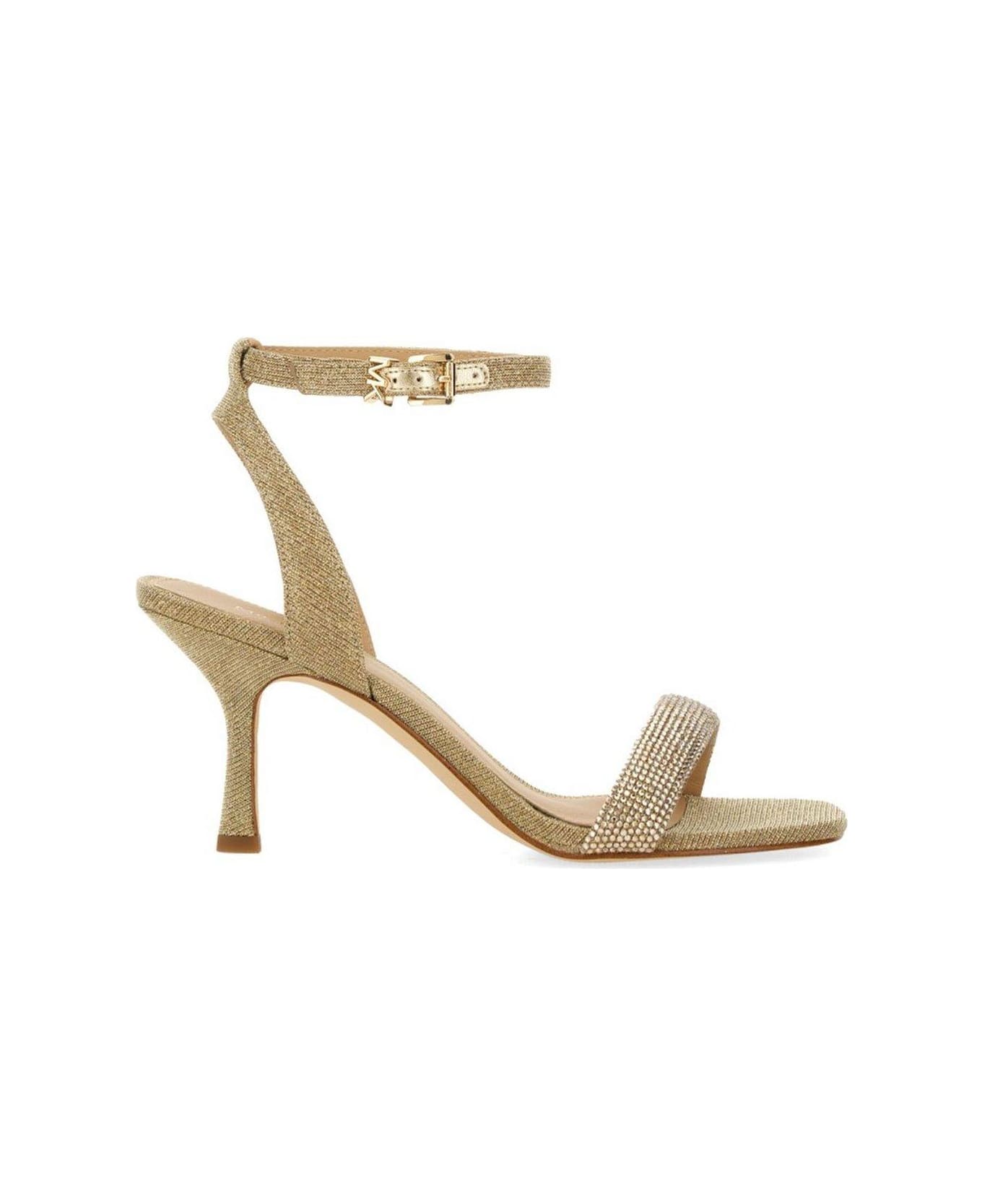 MICHAEL Michael Kors Carrie Rhinestoned Embellished Sandals - Pale Gold