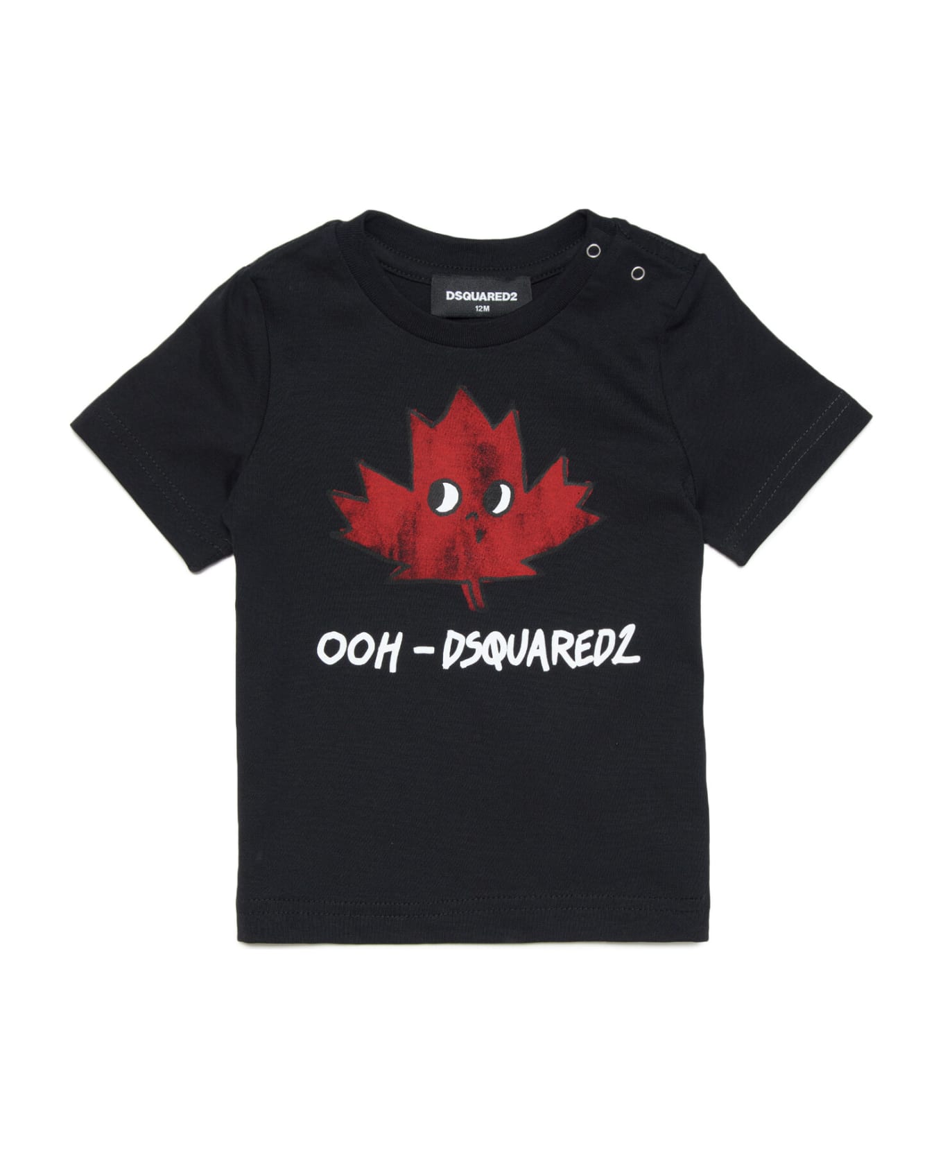 Dsquared2 D2t933b T-shirt Dsquared Black Jersey T-shirt With Maple Leaf - Black
