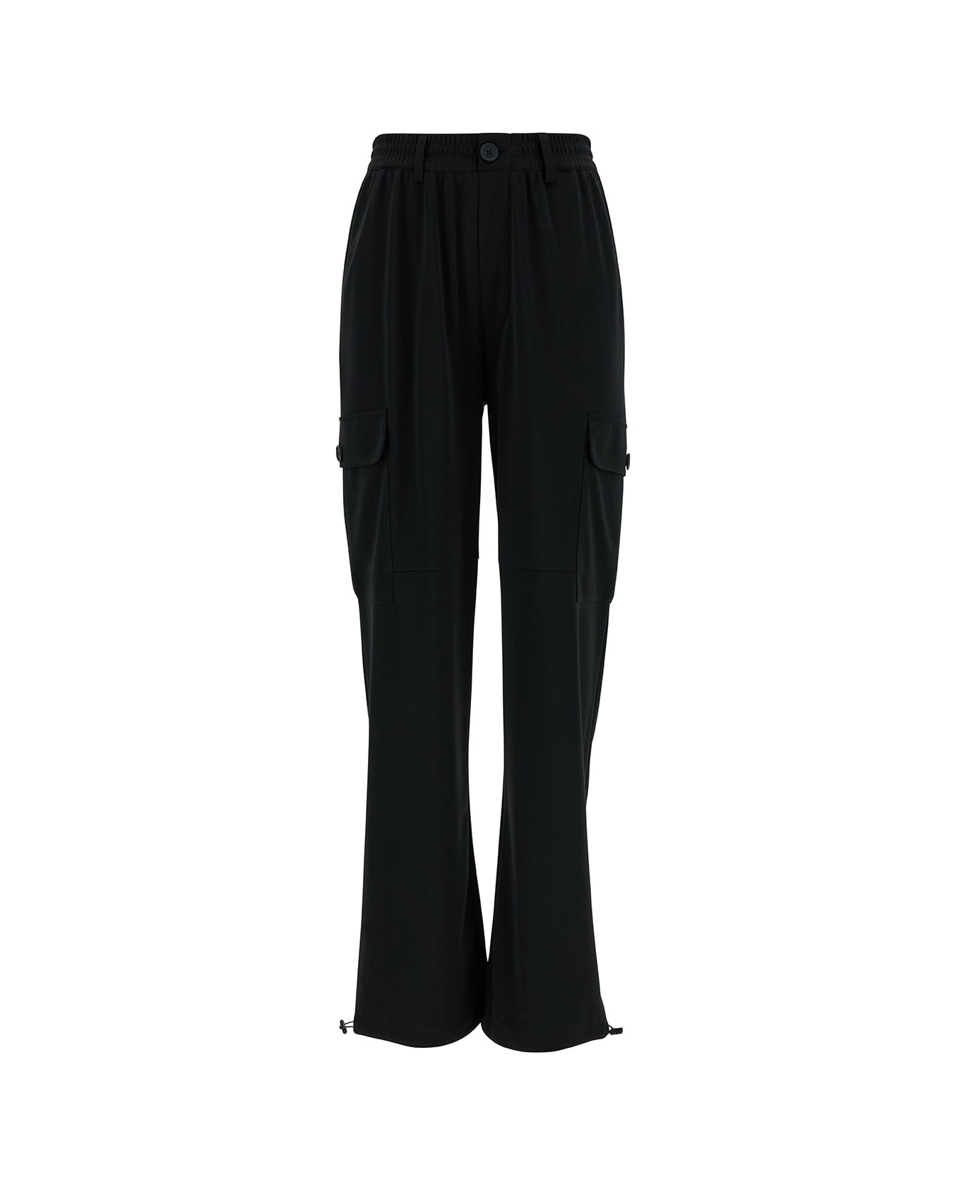 TwinSet Black Cargo Pants With Oval T Patch In Tech Fabric Woman TwinSet - BLACK