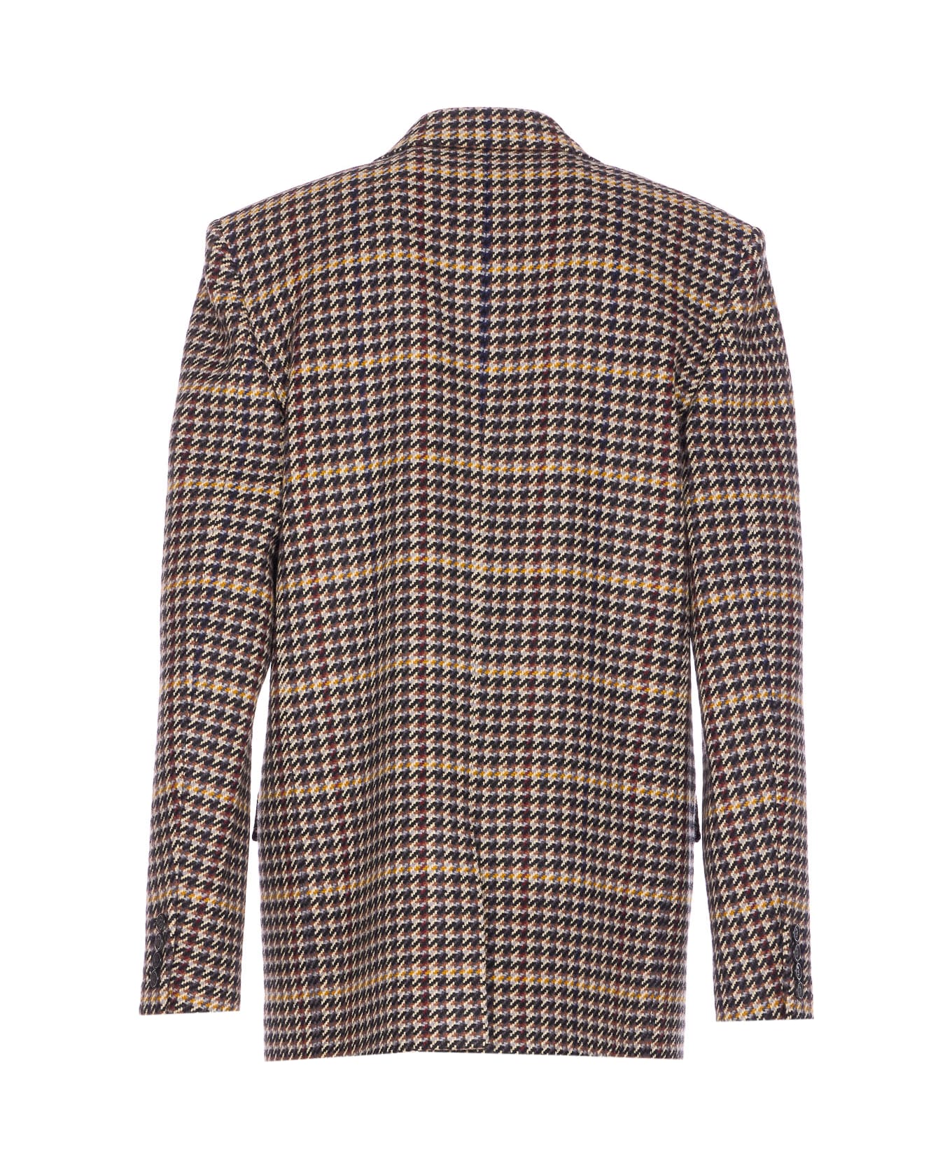 Saint Laurent Wool Check Jacket - Brown