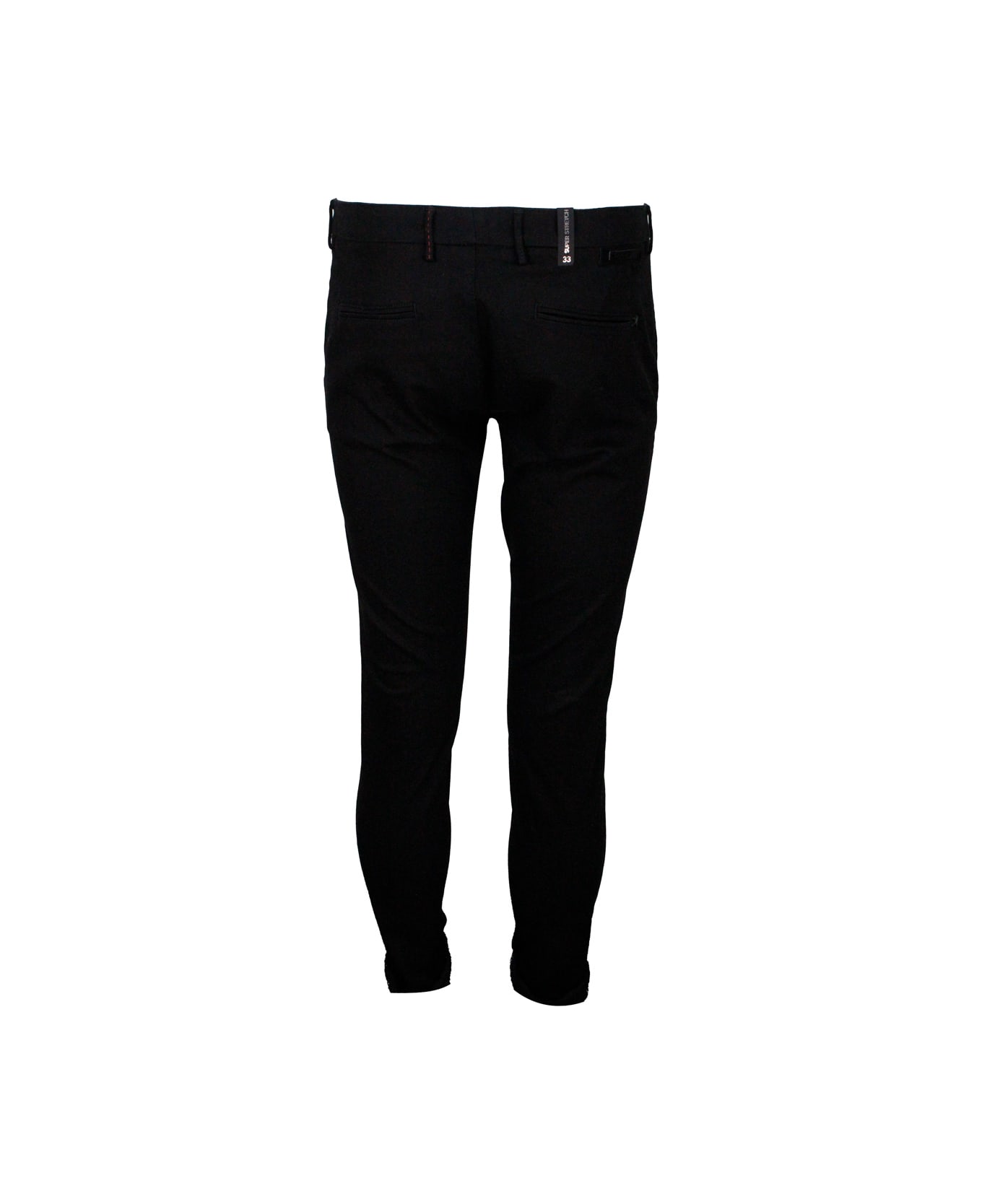Sartoria Tramarossa Luis Slim Trousers In Super Stretch Cotton Gabardine With America Pockets With Tailored Stitching - Black