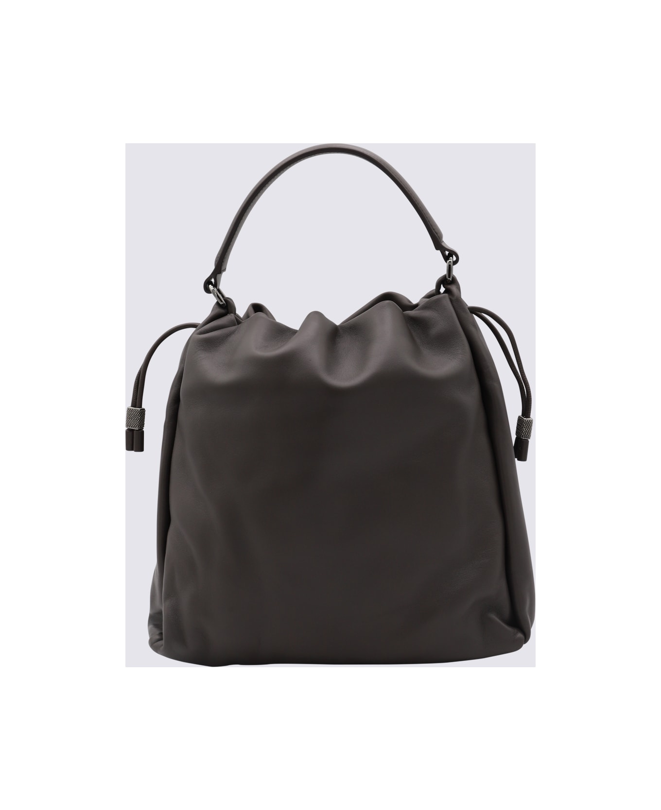 Brunello Cucinelli Dark Grey Leather Crossbody Bag - Testa Moro