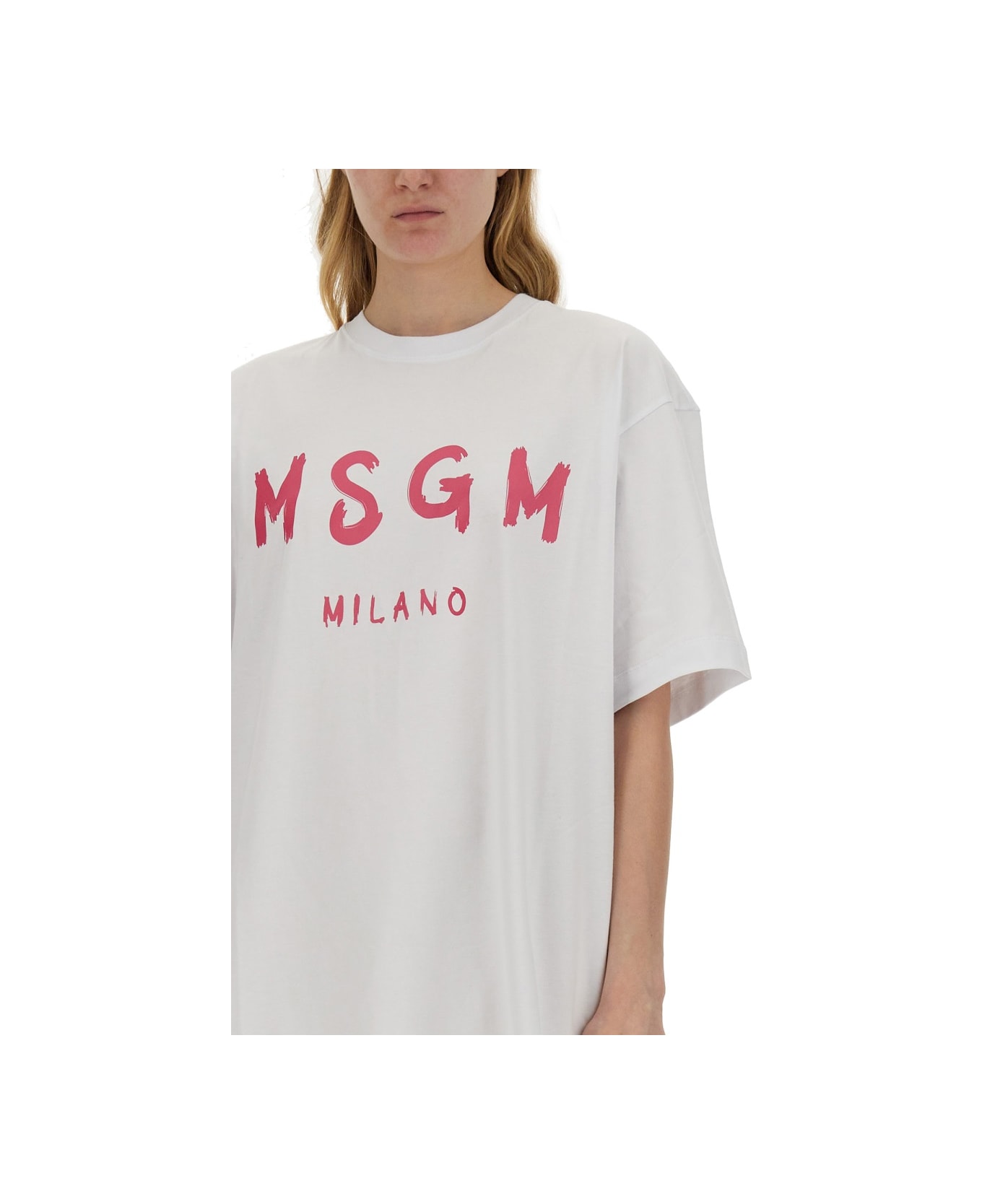 MSGM Dress With Logo - WHITE