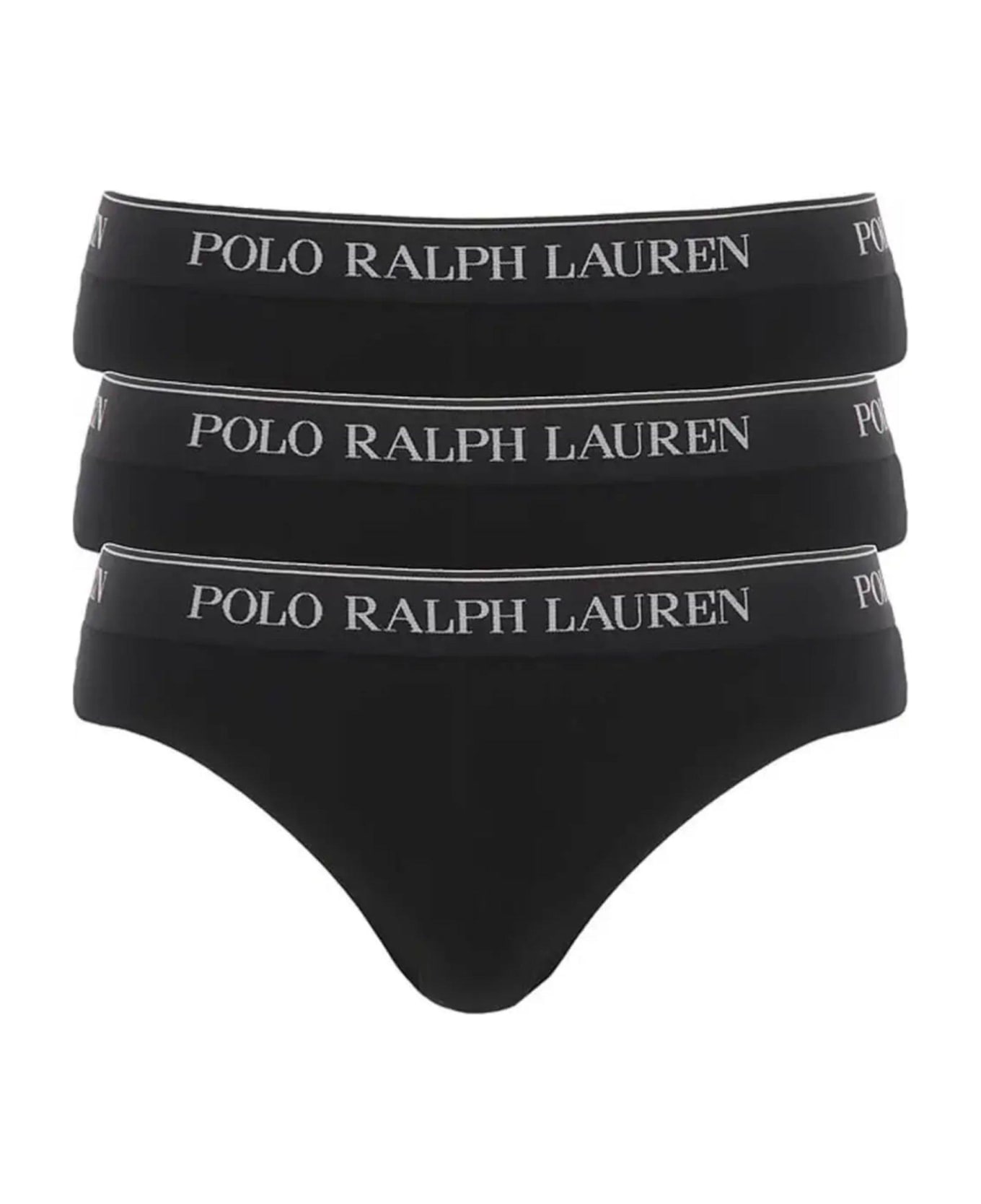 Polo Ralph Lauren Logo Band Three-pack Briefs - BLACK
