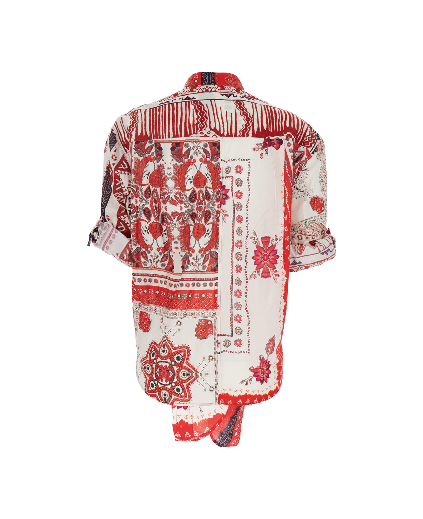 Marant Étoile 'nath' Red Shirt With Tie-down Bottom And All-over Printed Motif In Cotton Woman - Red