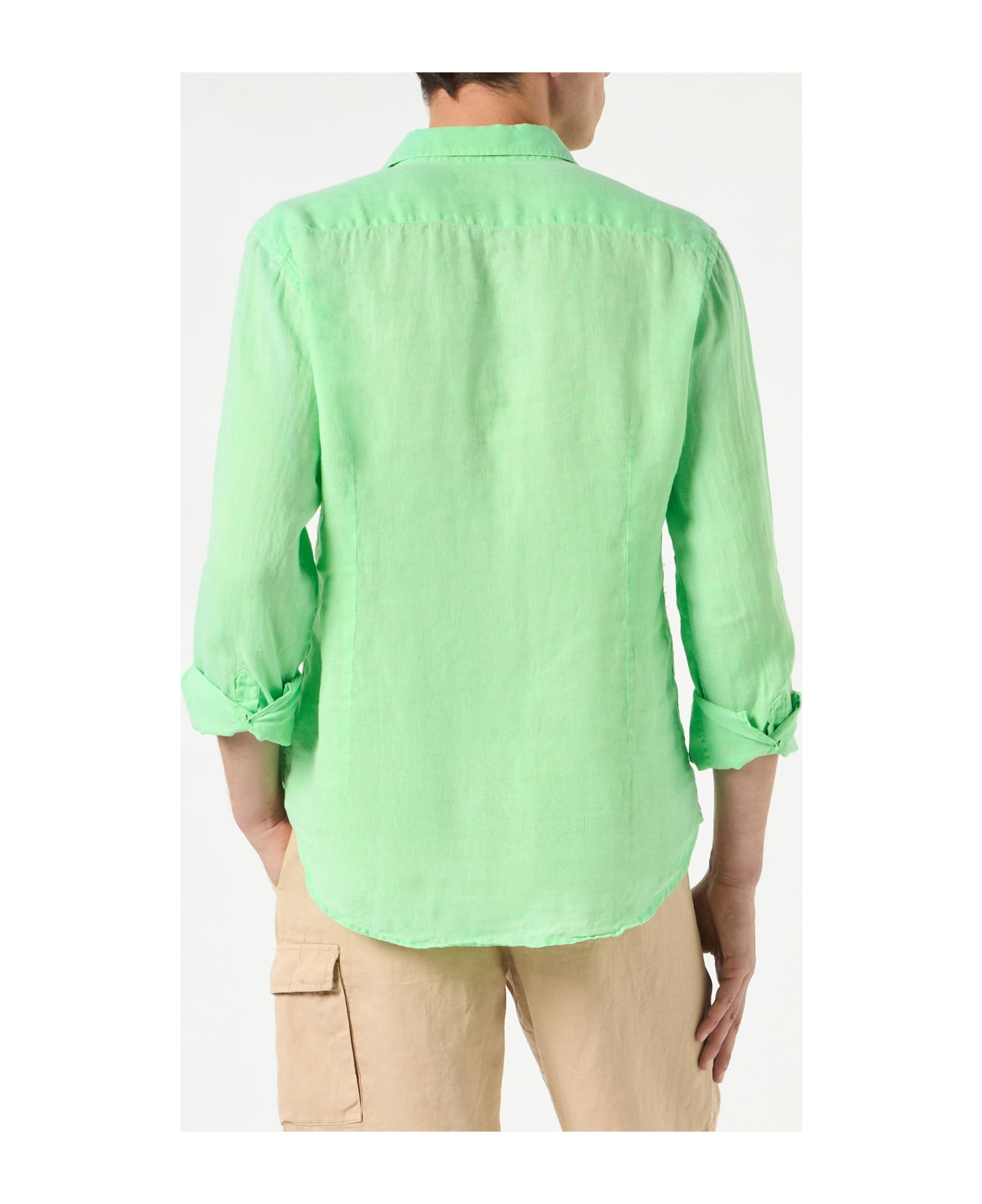 MC2 Saint Barth Man Water Color Fluo Green Linen Pamplona Shirt - GREEN