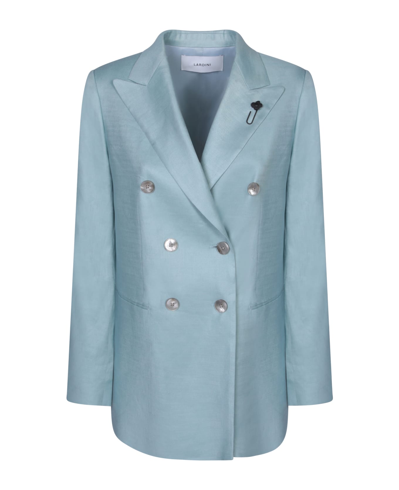 Lardini Sky Blue Linen And Viscose Double-breasted Jacket - Blue ブレザー