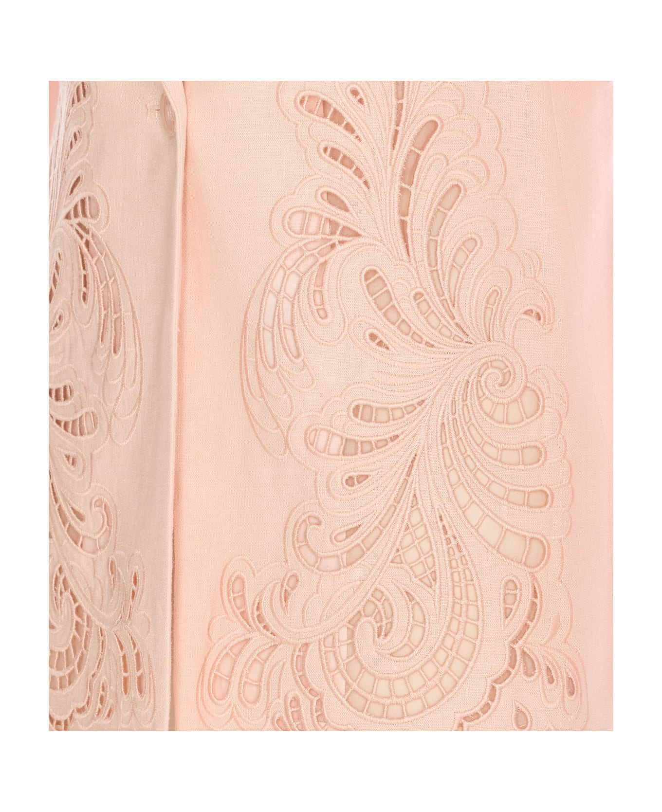 TwinSet Mixed Linen Blazer With Embroidery - Baby Pink