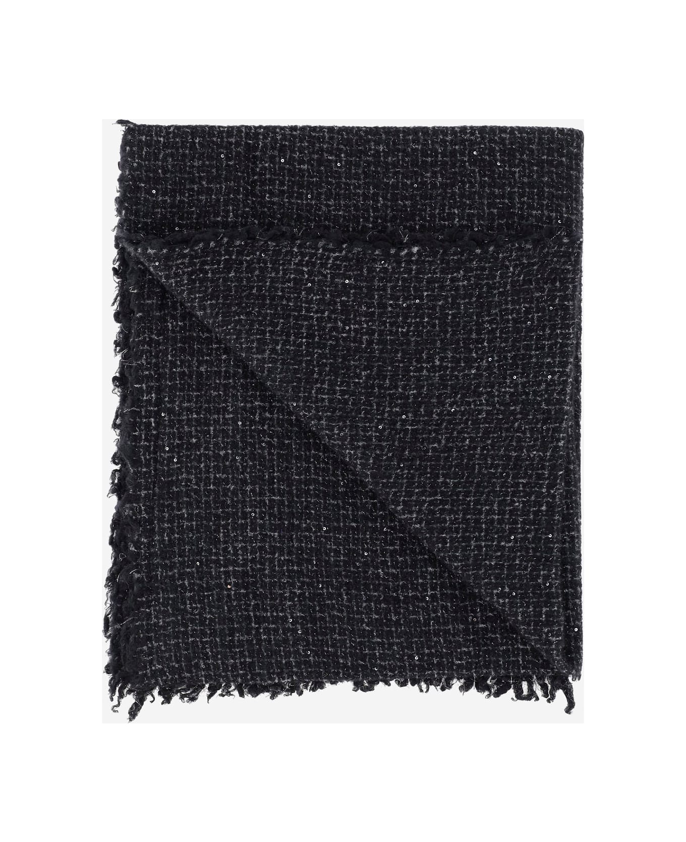 Faliero Sarti Elisa Cashmere Blend Scarf With Sequins - Black