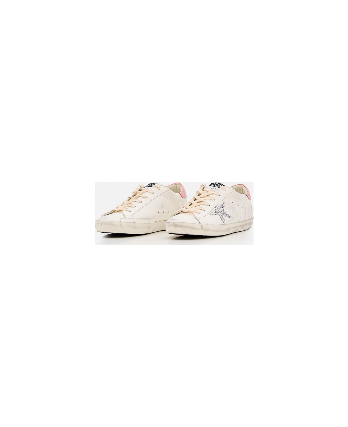 Golden Goose Super Star Leather And Glitter Sneakers - White
