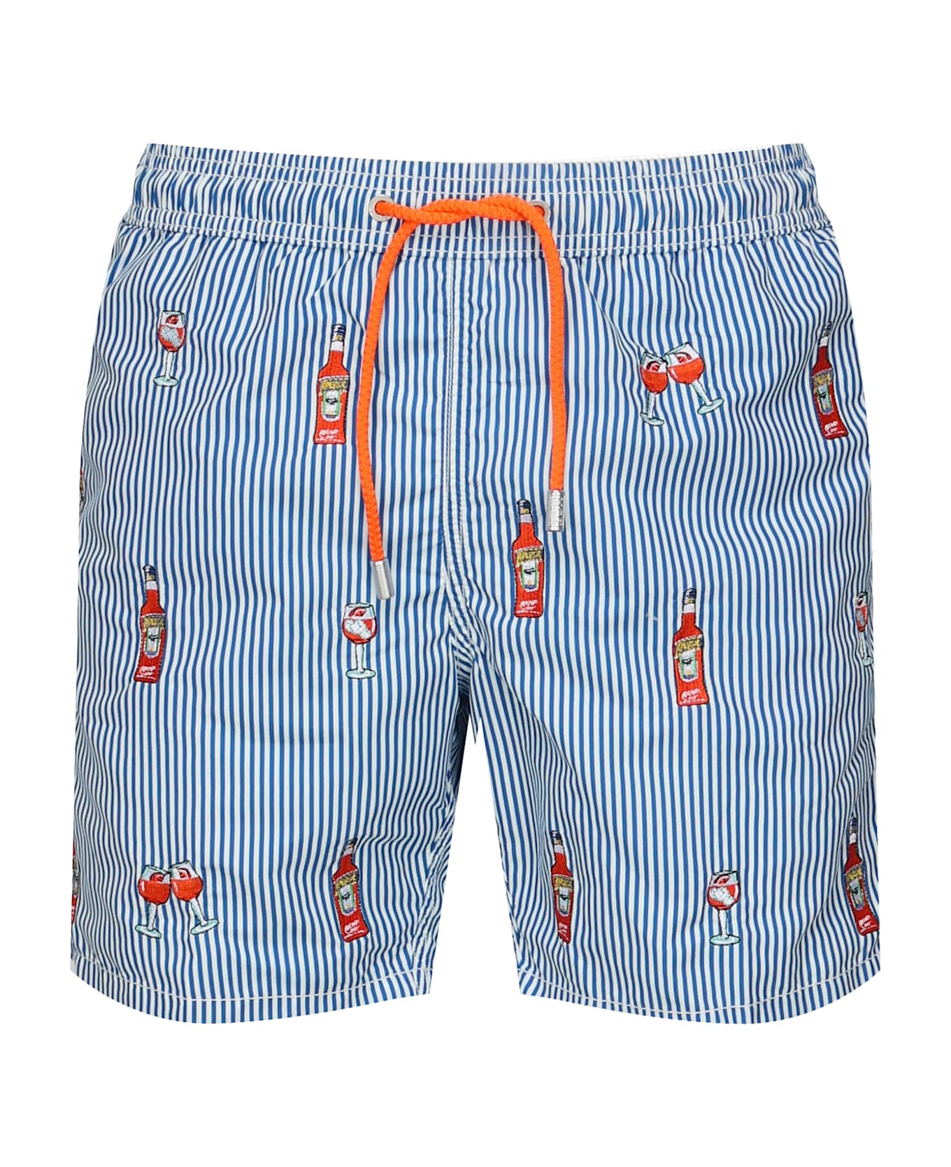 MC2 Saint Barth Striped Swimsuit With Print - BLUE / MULTICOLOR