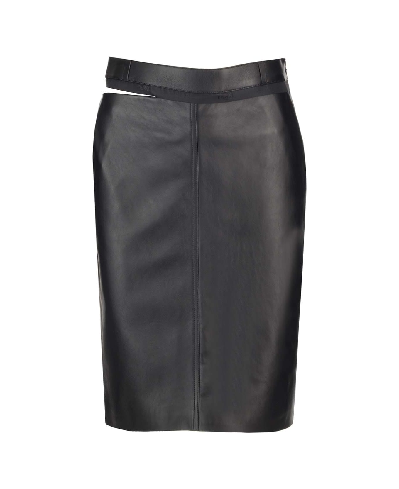 Fendi Leather Midi Skirt - Black スカート