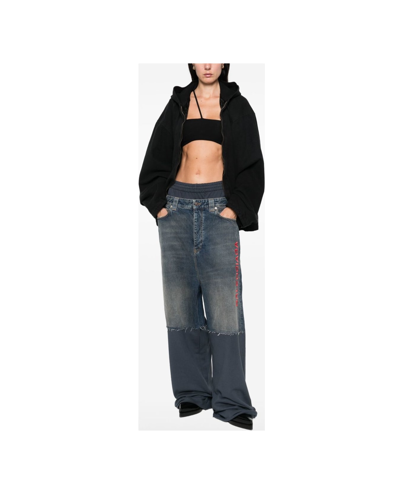 Balenciaga Flanned Hooded Jacket - Black