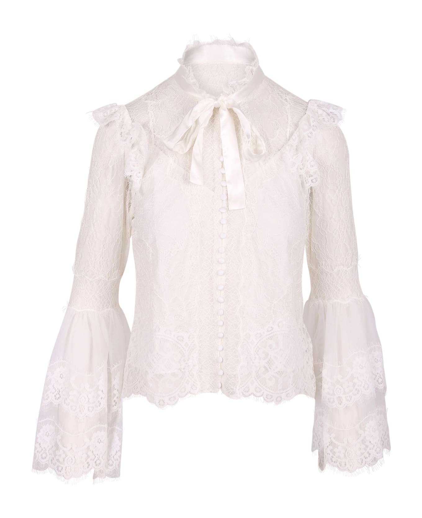 Alice + Olivia Alice Olivia 'marline' Bell Slevees Shirt - Off White