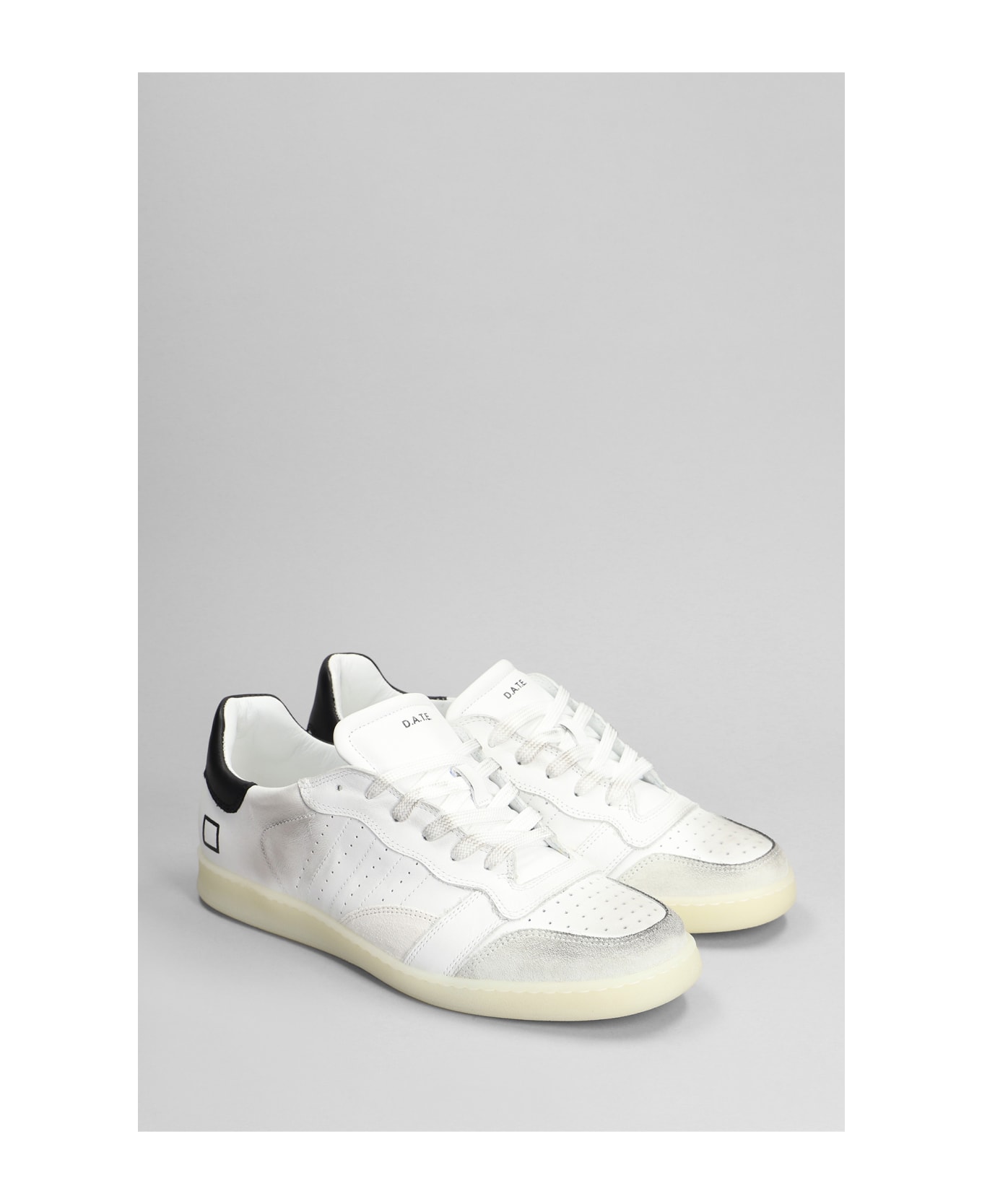 D.A.T.E. Sporty Low Sneakers In White Leather - white