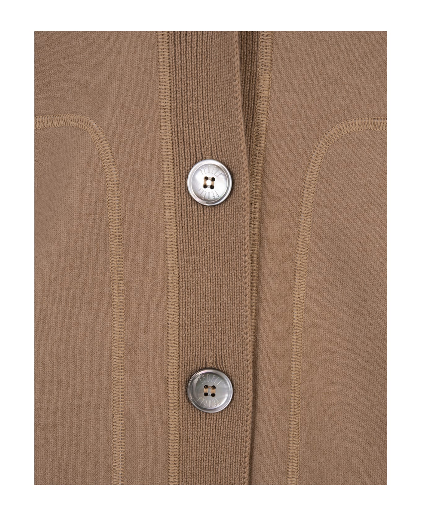 Fedeli Maxi Cardigan With Buttons In Camel Cashmere - Brown