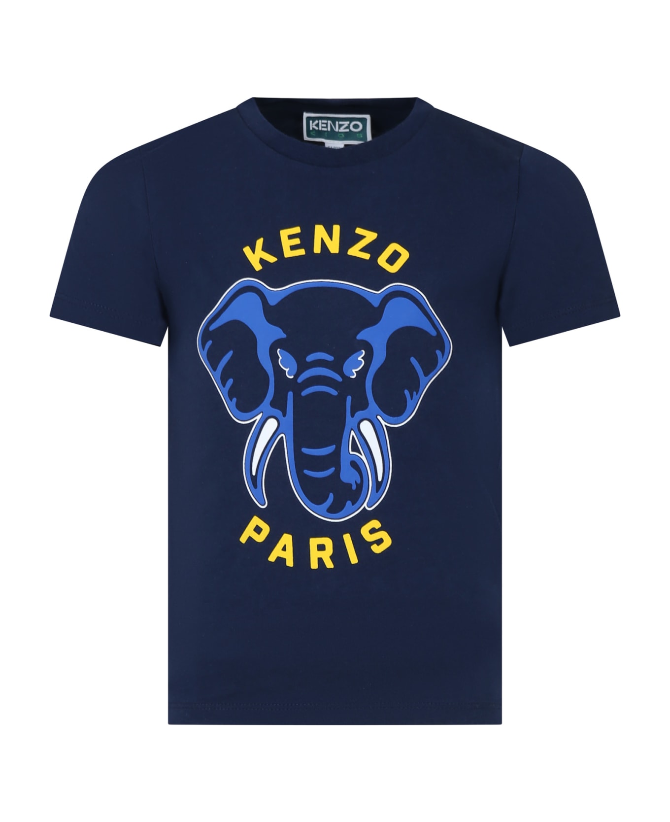 Kenzo Kids Blue T-shirt For Boy With Print And Logo - Blu