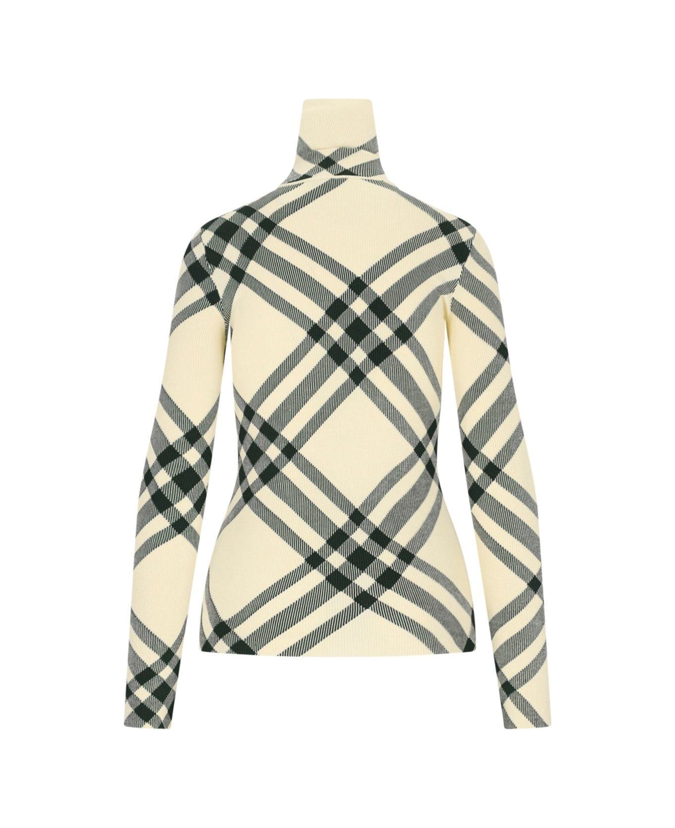 Burberry Check-pattern High-neck Knitted Jumper - Ivy Ip Check