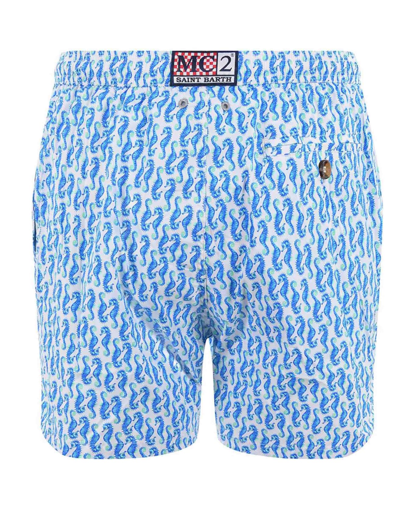 MC2 Saint Barth Swimsuit - Azzurro/Bianco 水着
