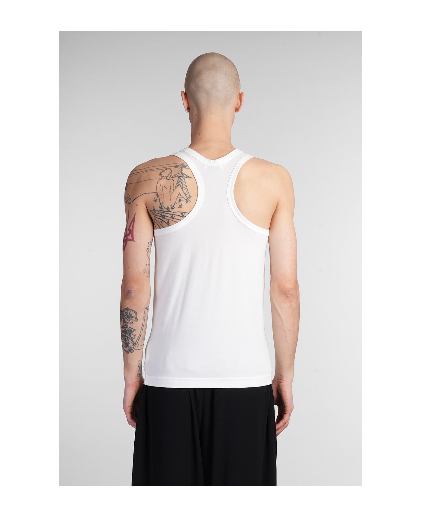 Yohji Yamamoto Tank Top In White Cotton - white