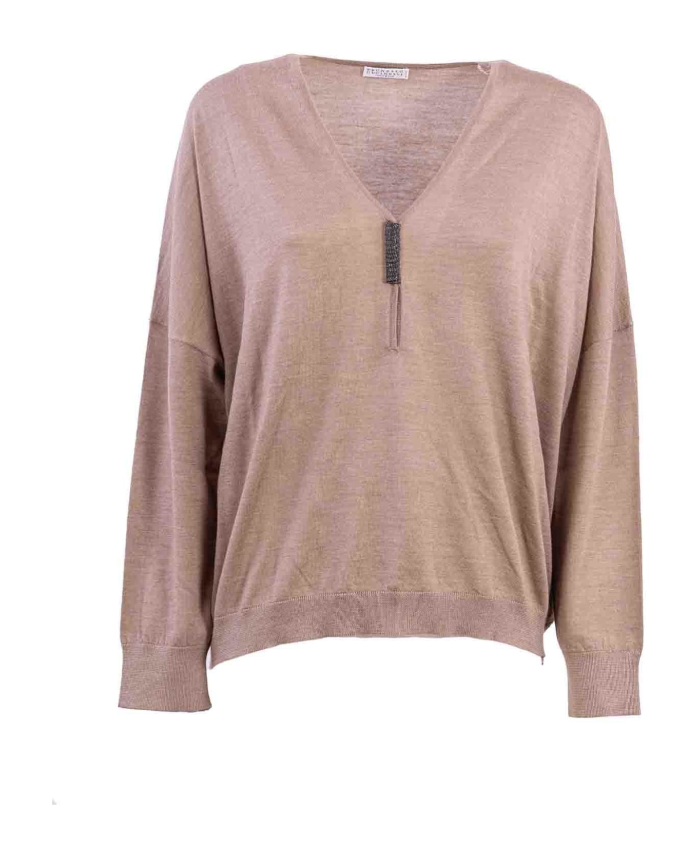 Brunello Cucinelli Lightweight Cashmere And Silk Sweater - Tortora