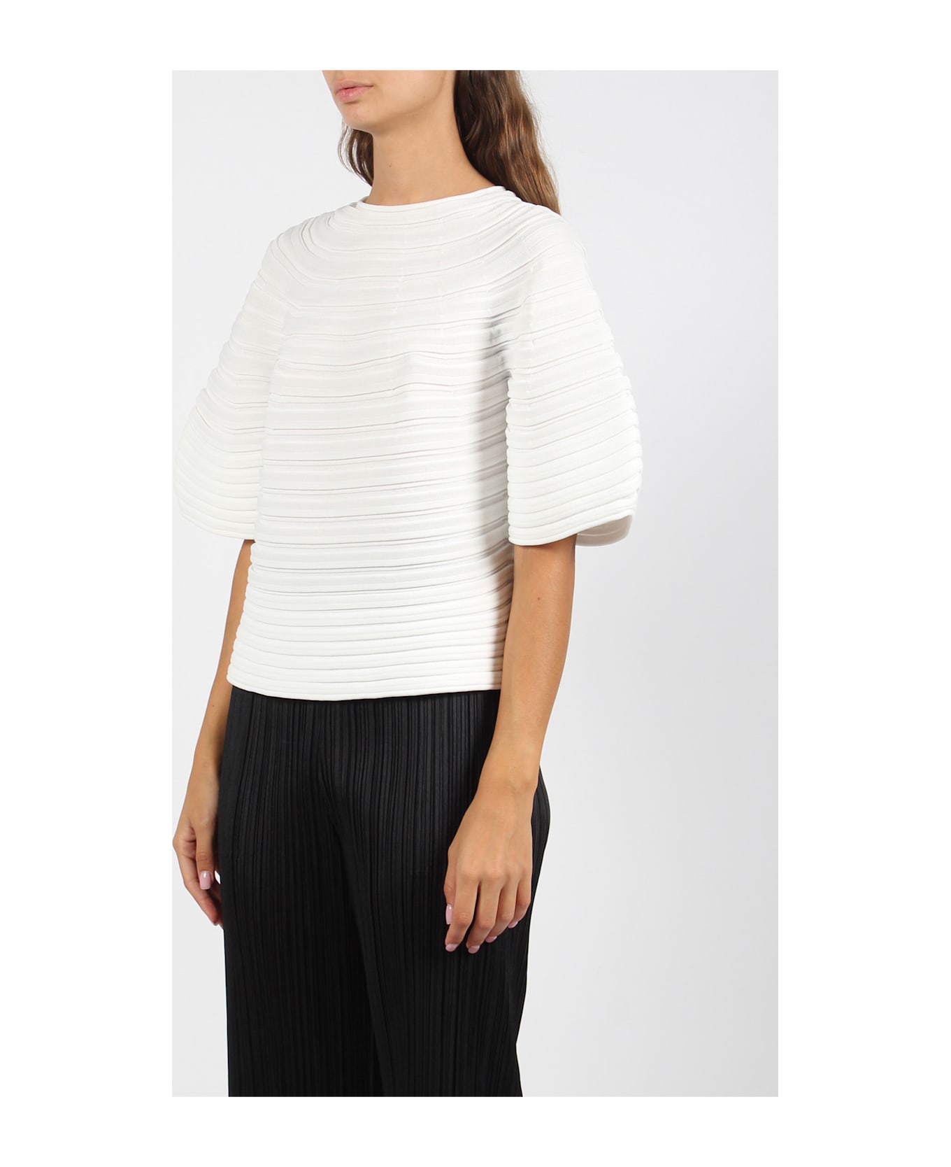 Pleats Please Issey Miyake Bell-shaped Top - White