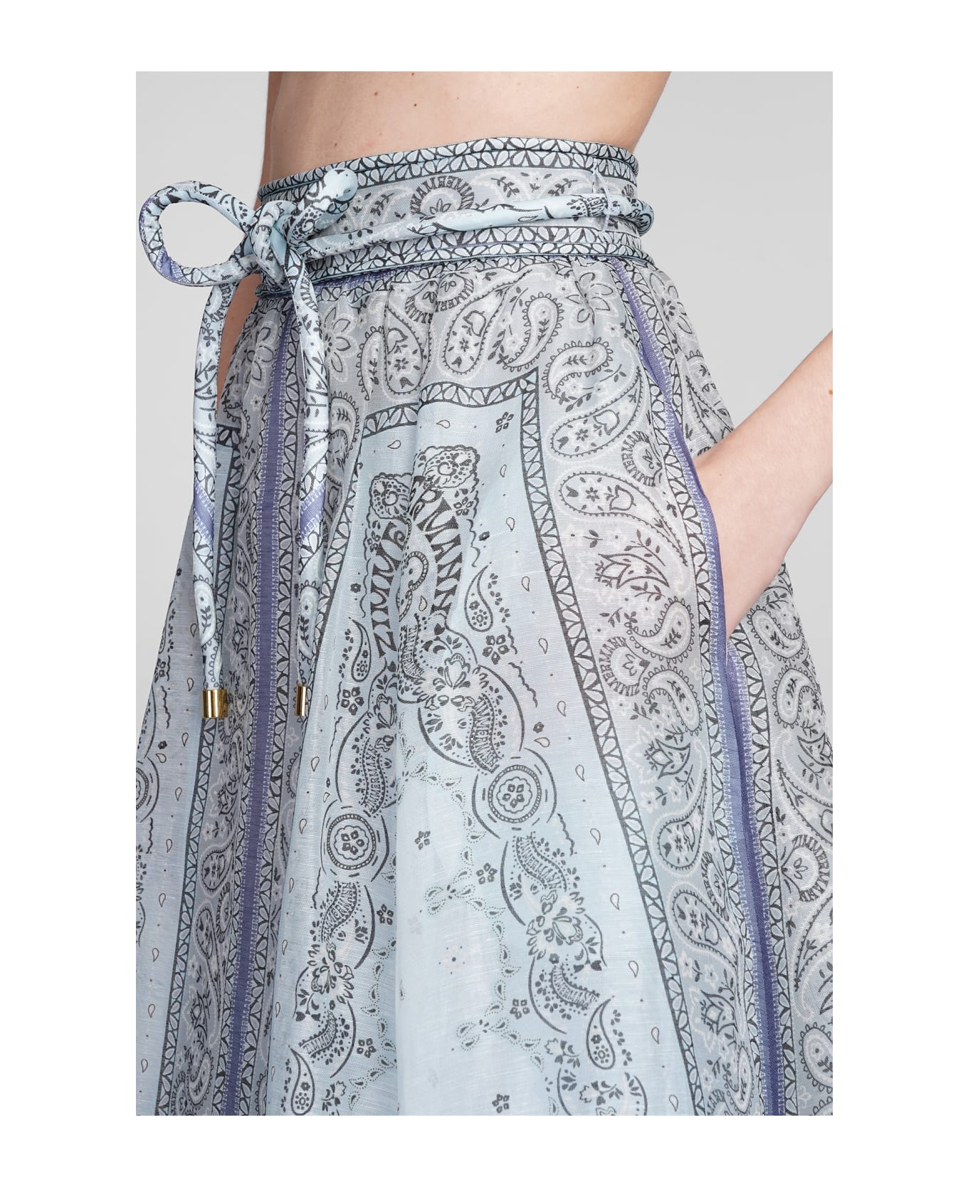 Zimmermann Skirt In Cyan Linen - cyan