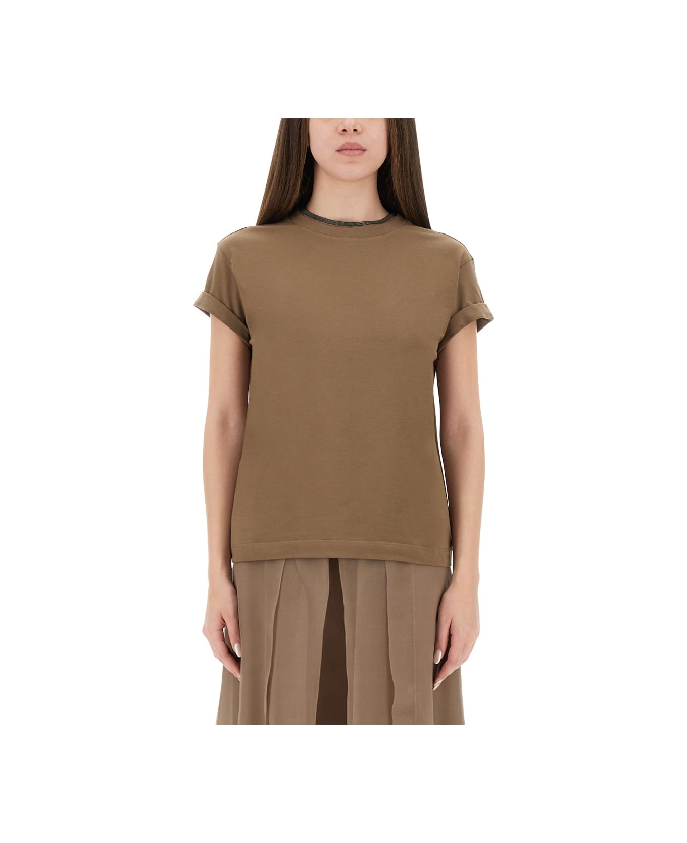 Brunello Cucinelli Cotton Jersey T-shirt - BROWN